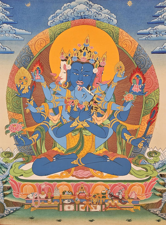 59. Akshobhyavajra Guhyasamaja Thangka (Thanka). Free Brocade / Free Shipping.