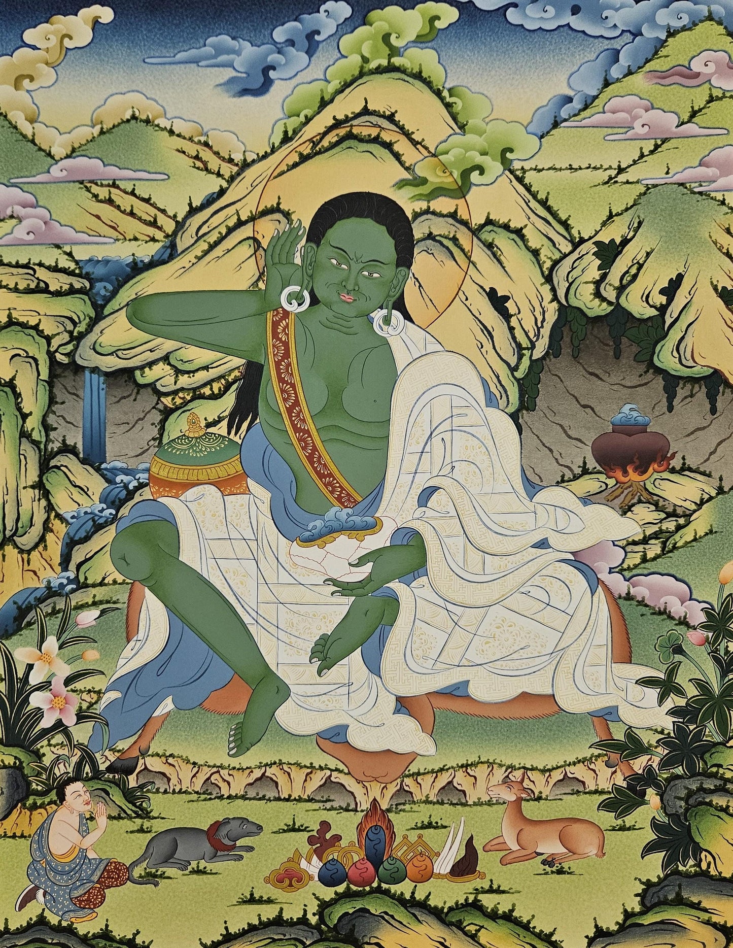 398. Milarepa Thangka (Thanka). Free Brocade / Free Shipping.