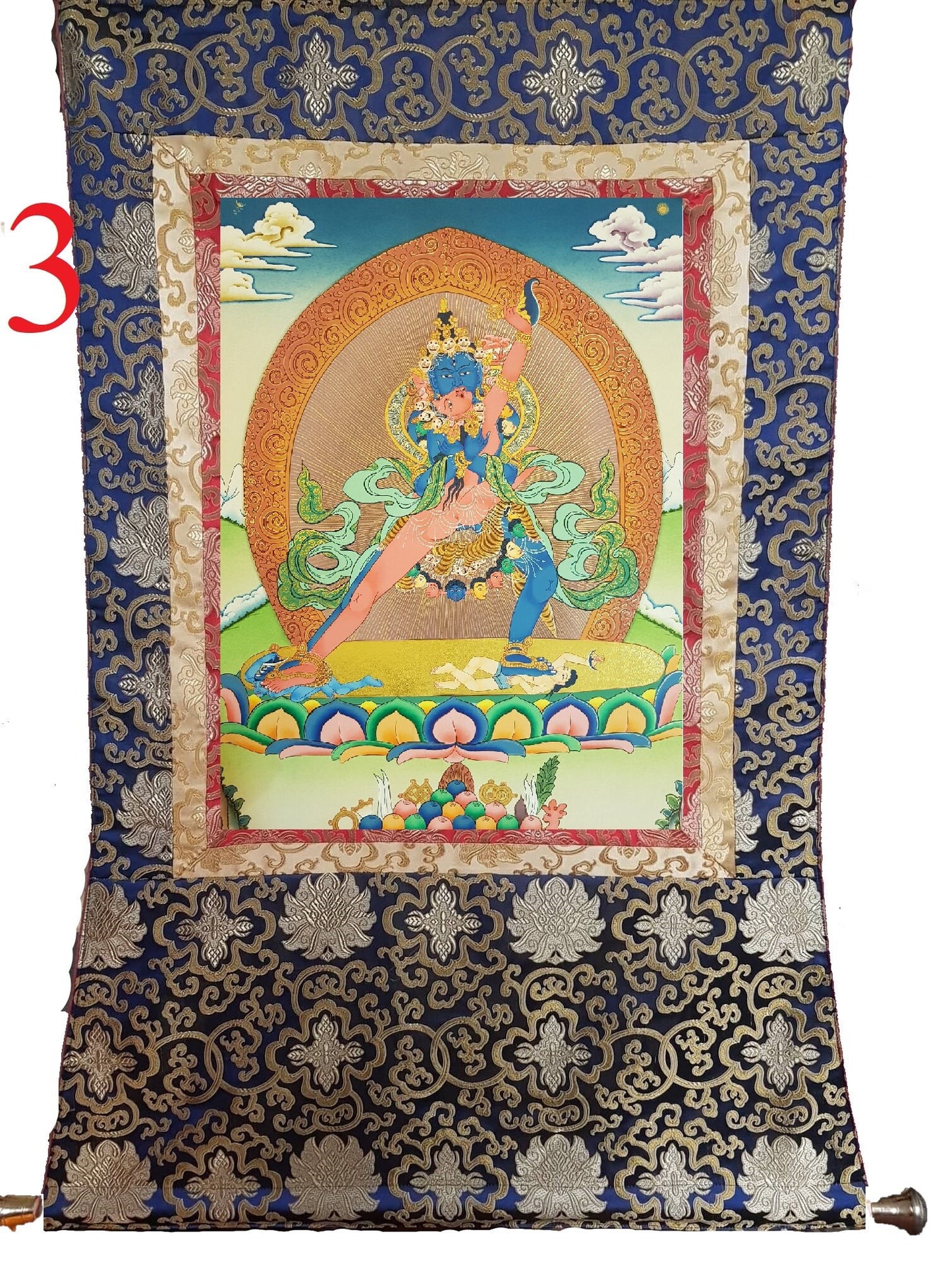 24. Two-Armed Heruka Chakrasamvara with Consort Thangka (Thanka). Free Brocade / Free Shipping.