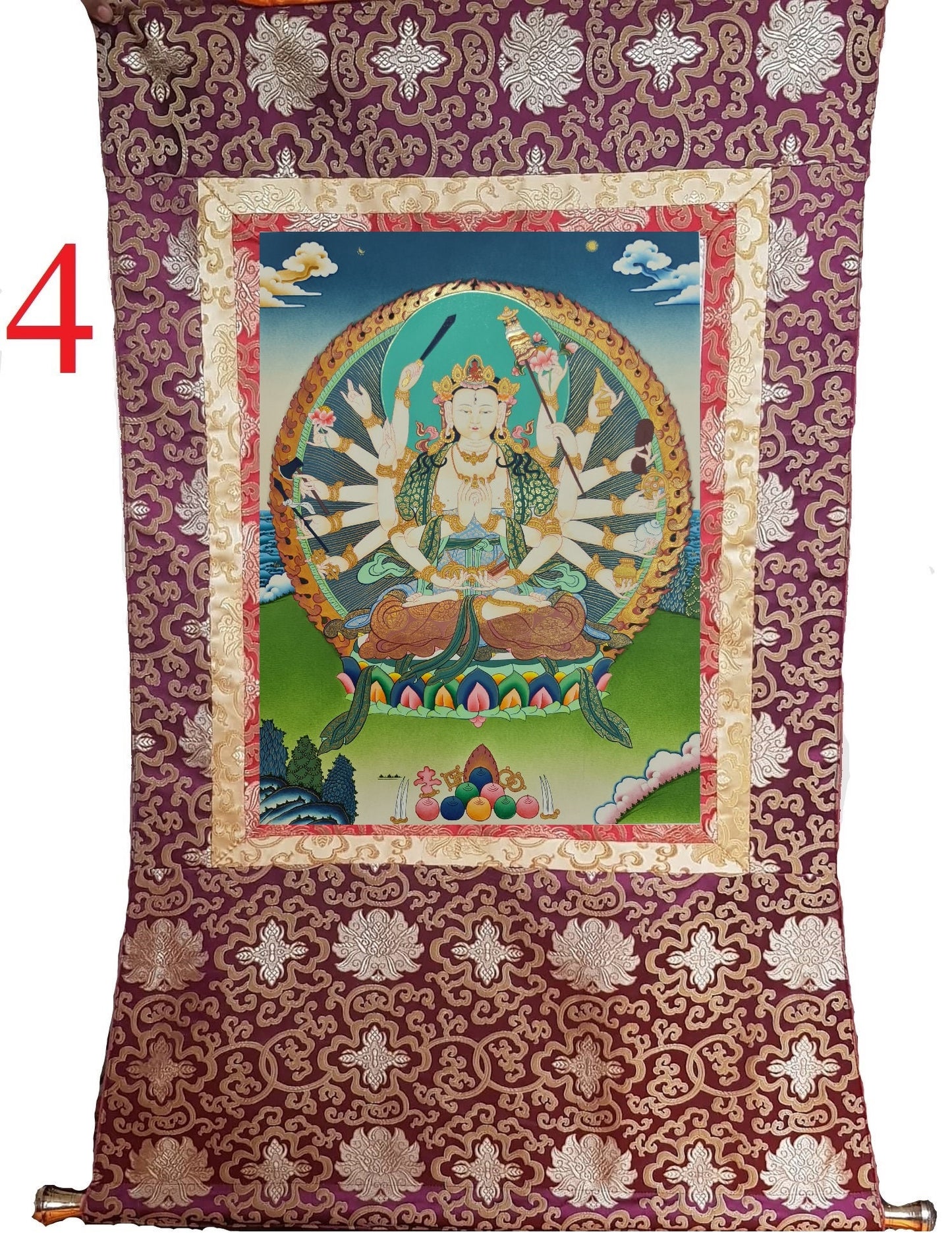 177. Cundi (Chundi) Bodhisattva Thangka (Thanka). Free Brocade / Free Shipping.
