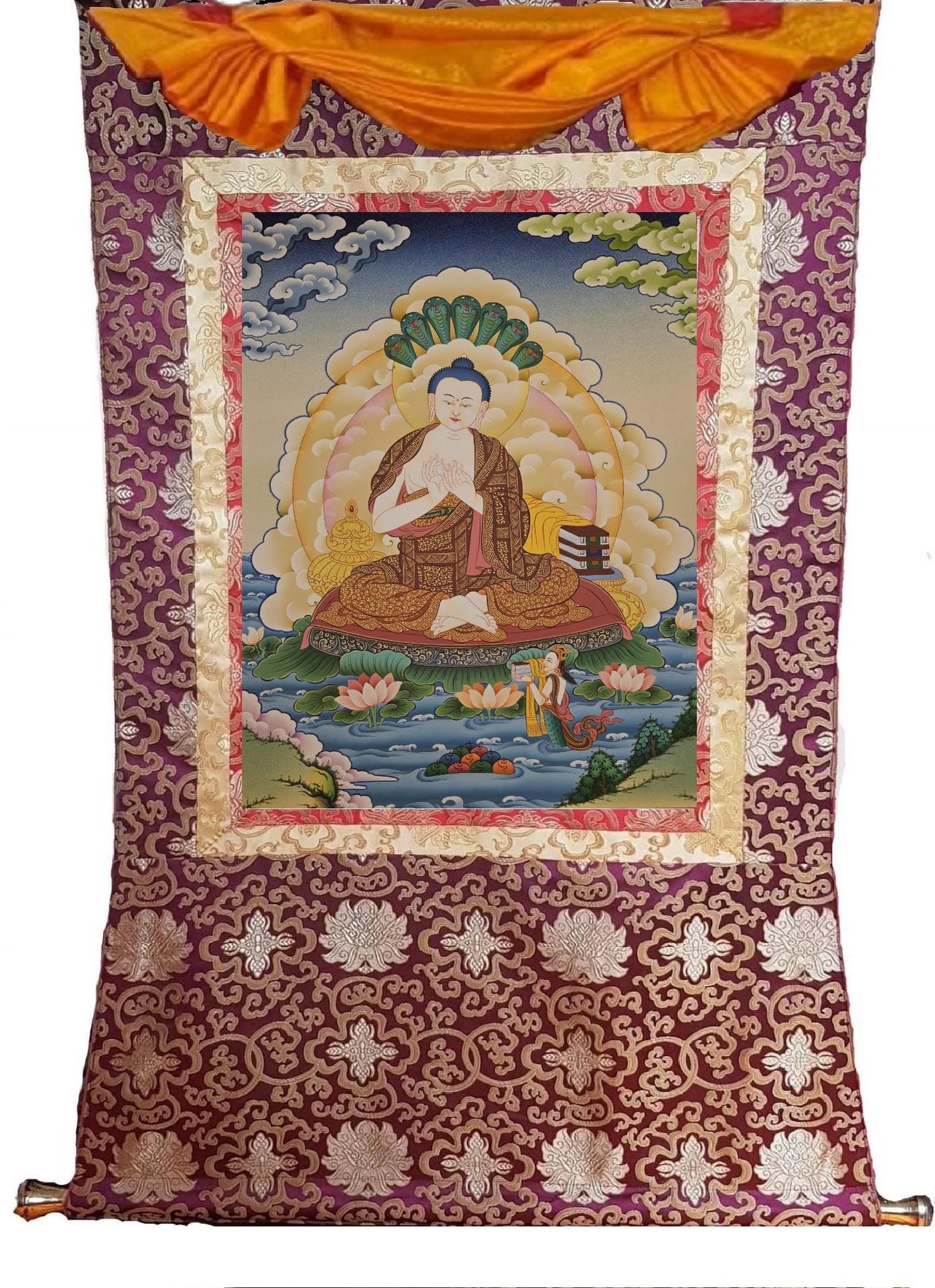 399. Nagarjuna Thangka (Thanka). Free Brocade / Free Shipping.