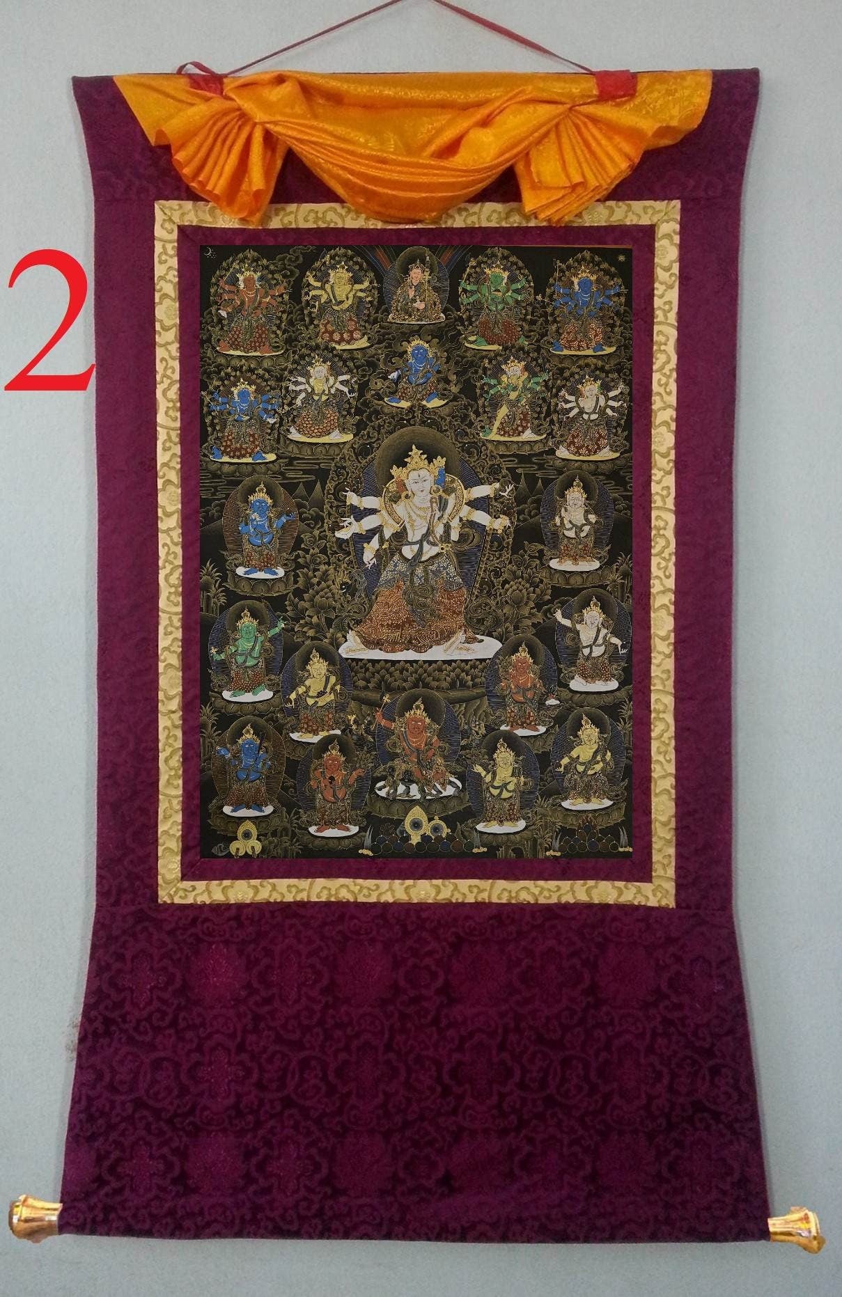 286. Twenty One (21) Dzambala Jambala Zambala Thanka (Thangka). Free Brocade / Free Shipping.