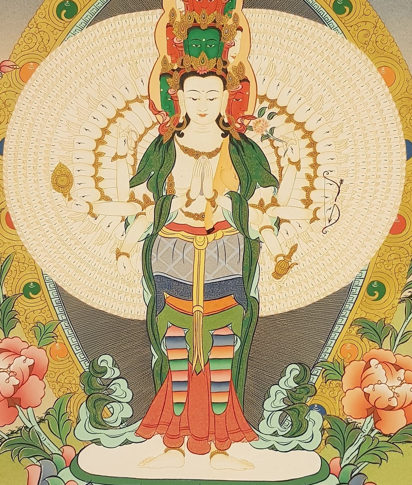 10. 1000 (Thousand) Arm Chenrezig Avalokiteshvara Thangka (Thanka). Free Brocade / Free Shipping.