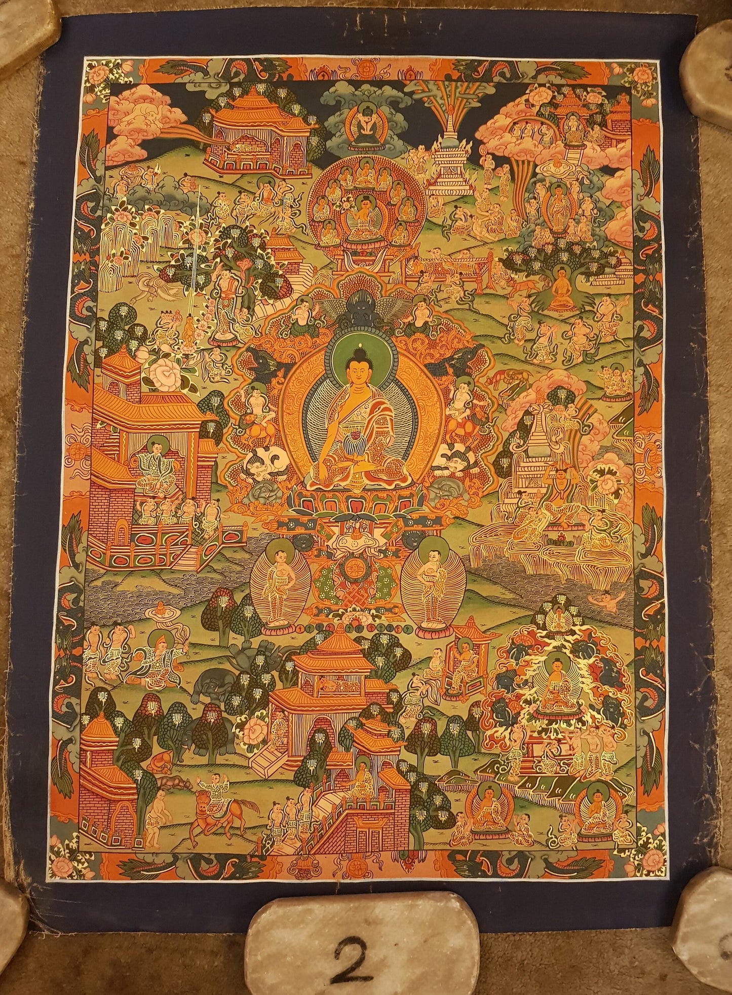 14. Buddha Life Story (Thanka) Thangka. Free Brocade / Free Shipping.
