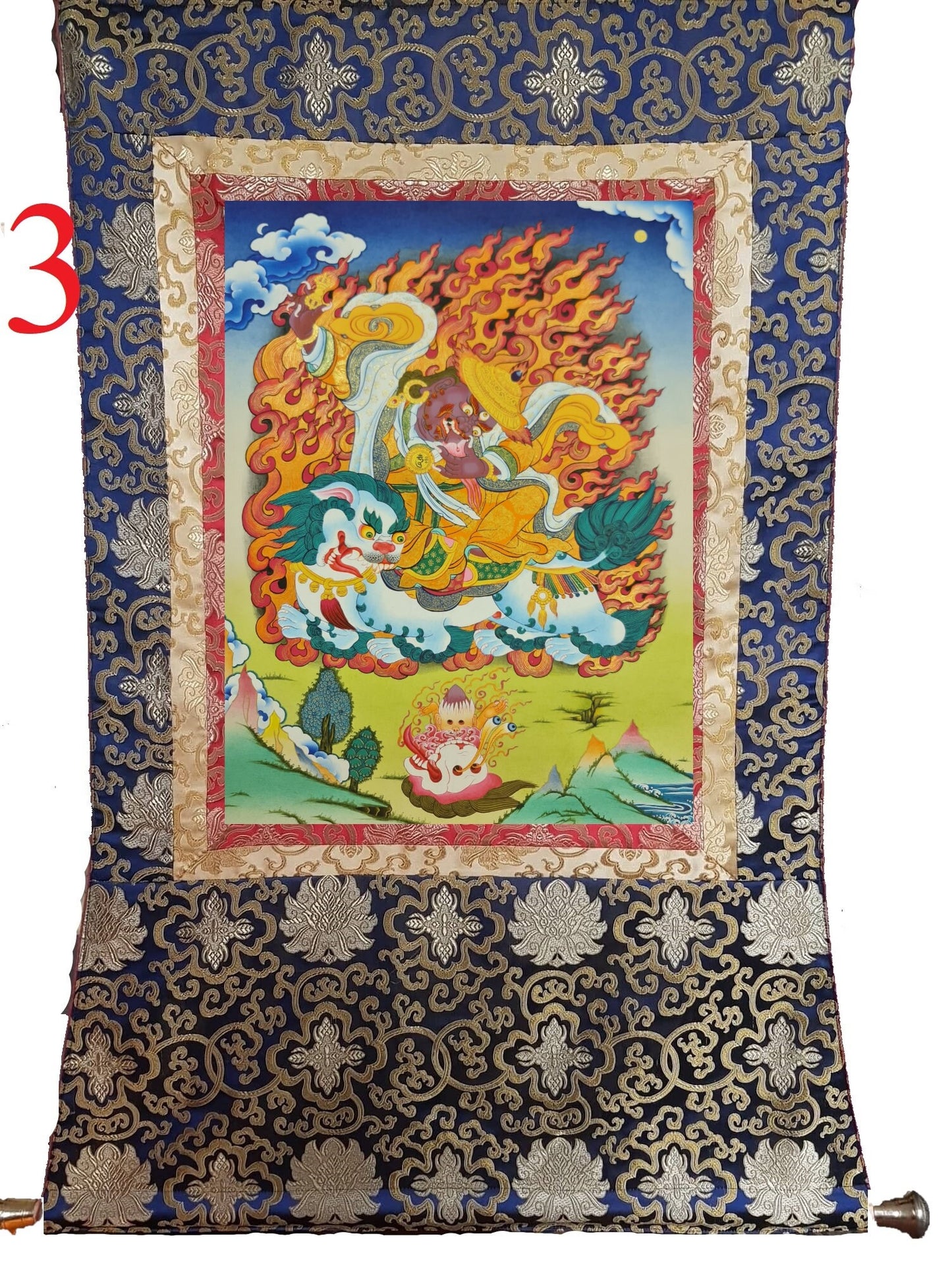 297. Damchan Dorje Legpa Thangka (Thanka). Free Brocade / Free Shipping.