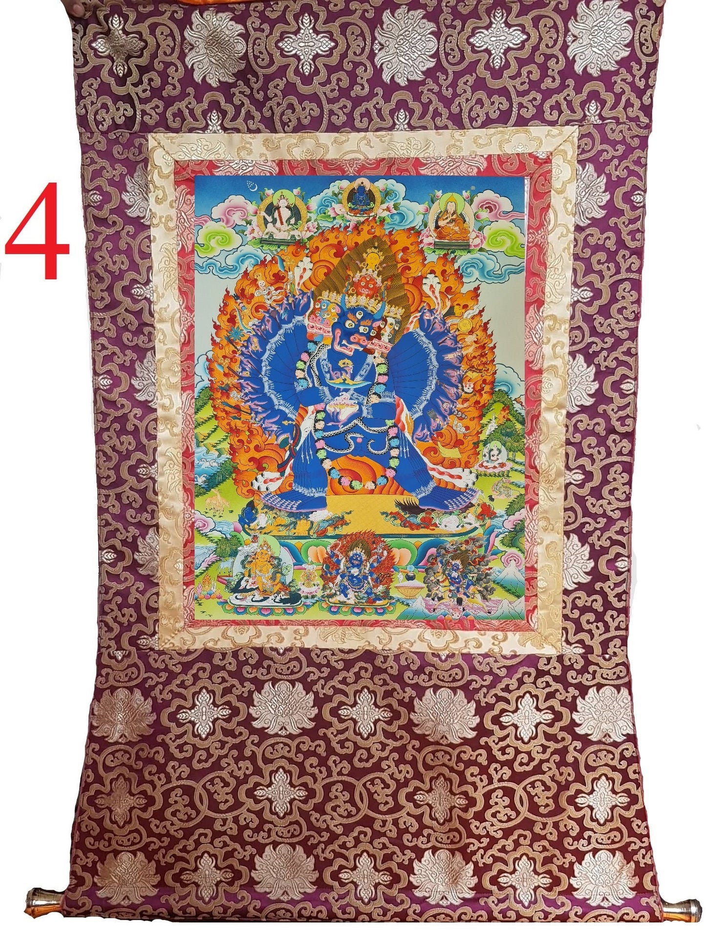 186. Yamantaka Thanka (Thangka).  Free Brocade / Free Shipping.