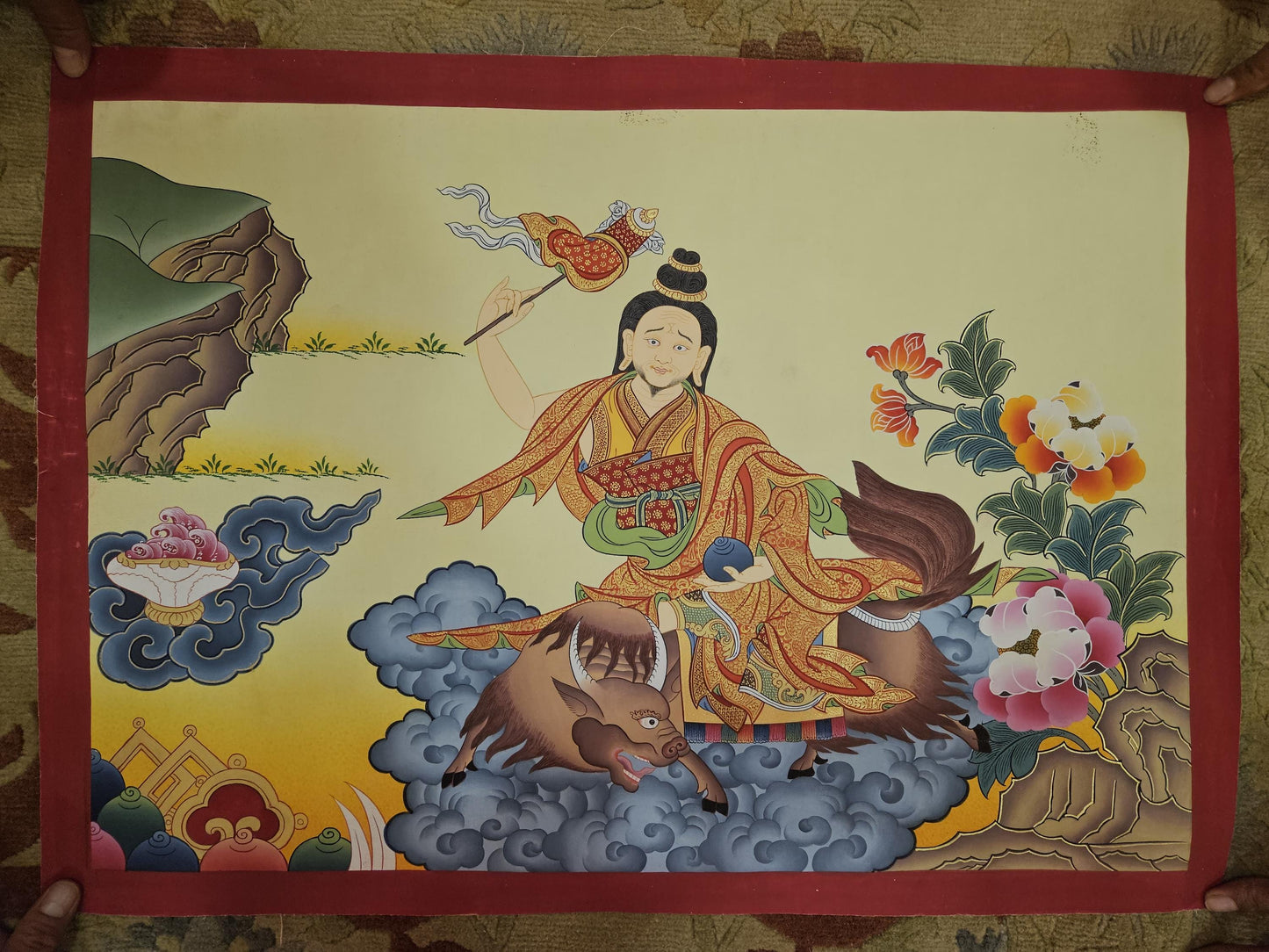 358. Genyan (Protector of Thrangu Rinpoche’s Monastery) Thangka (Thanka). Free Brocade / Free Shipping.