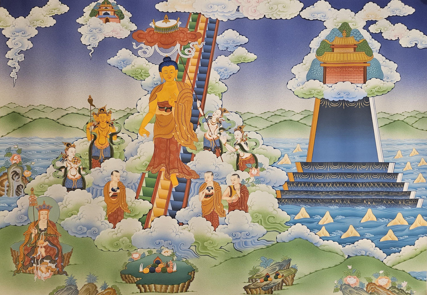 375. Maitreya (Metteyya) Buddha Mount Meru Thangka (Thanka). Free Shipping.