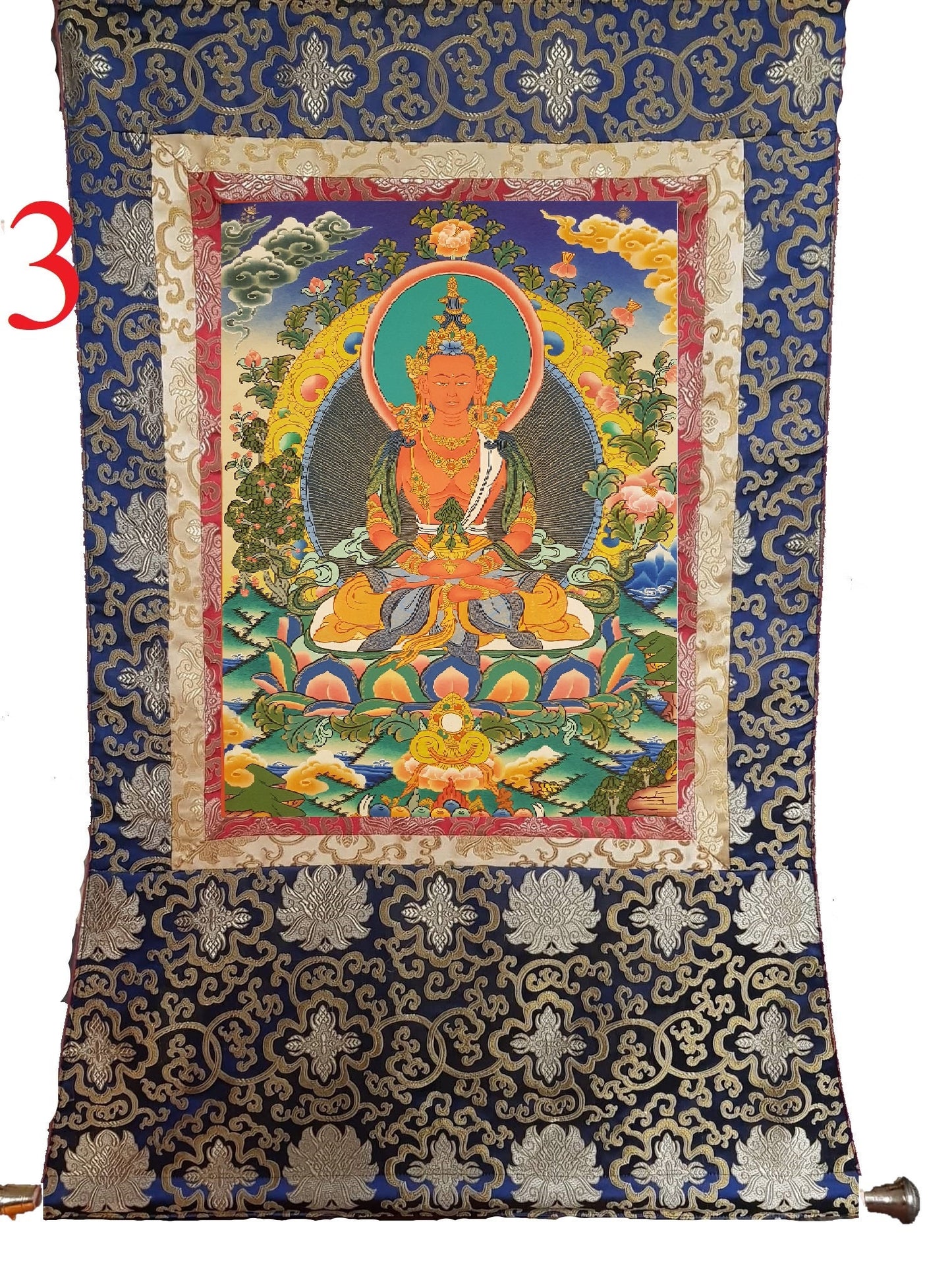 33. Amitayus Thangka (Thanka). Free Brocade / Free Shipping.