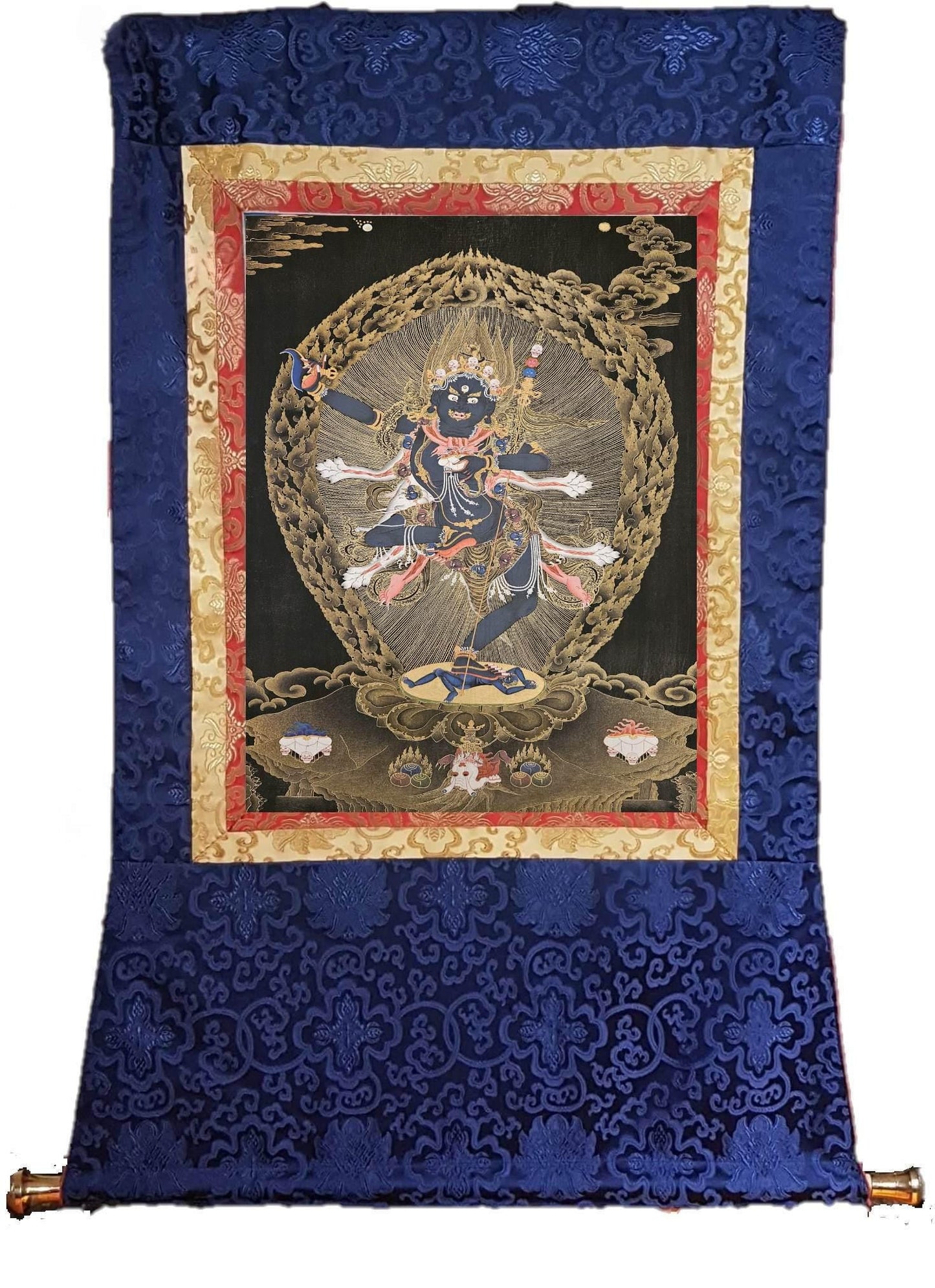 239. Troma Nagmo (Krodh Kali), the Black Wrathful Mother Thangka (Thanka). Free Brocade / Free Shipping.
