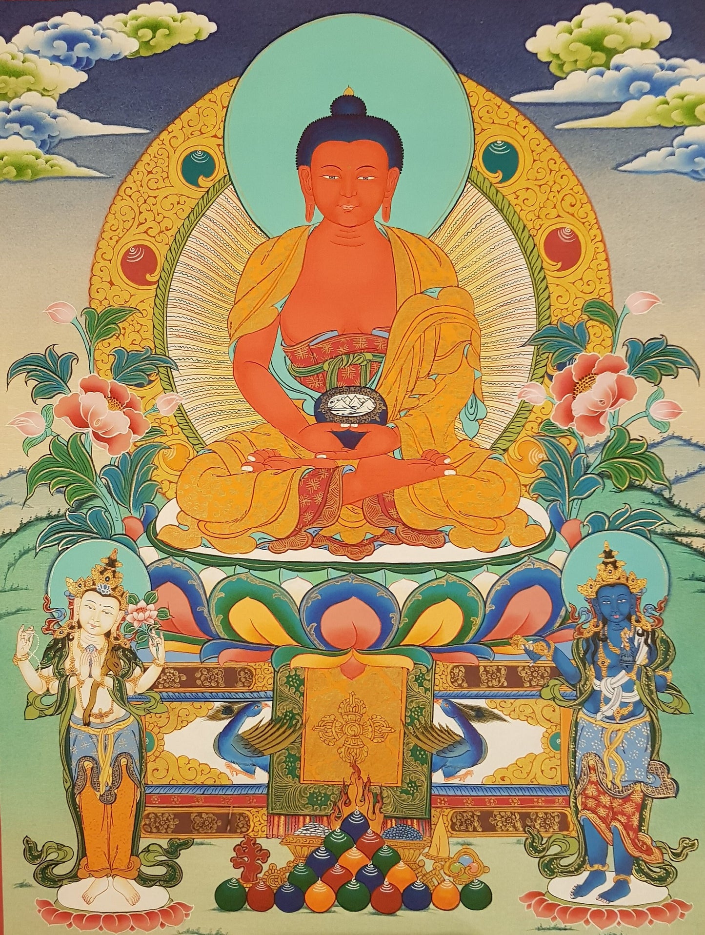 27. Amitabha Buddha Thangka (Thanka). Free Brocade / Free Shipping.