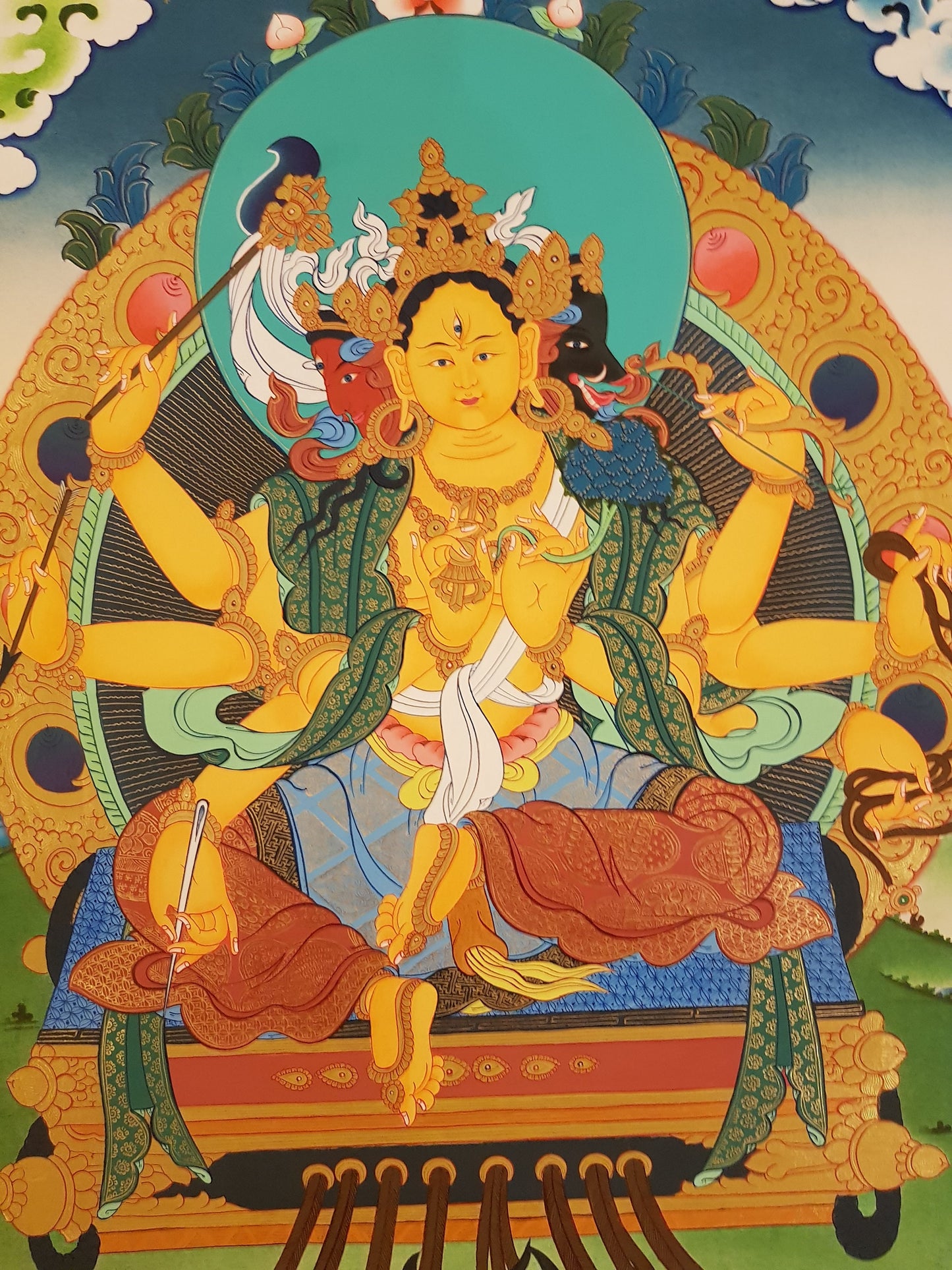 98. Marici Tibetan Thangka (Thanka) Painting. Free Brocade / Free Shipping.