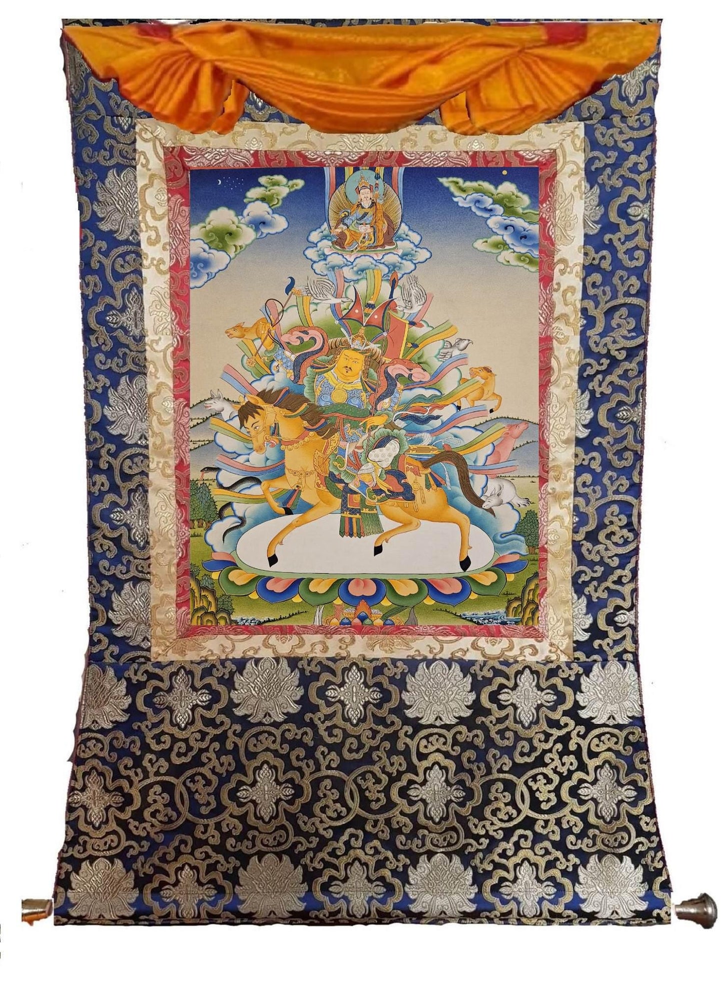 322. King Gesar Thangka (Thanka). Free Brocade / Free Shipping.