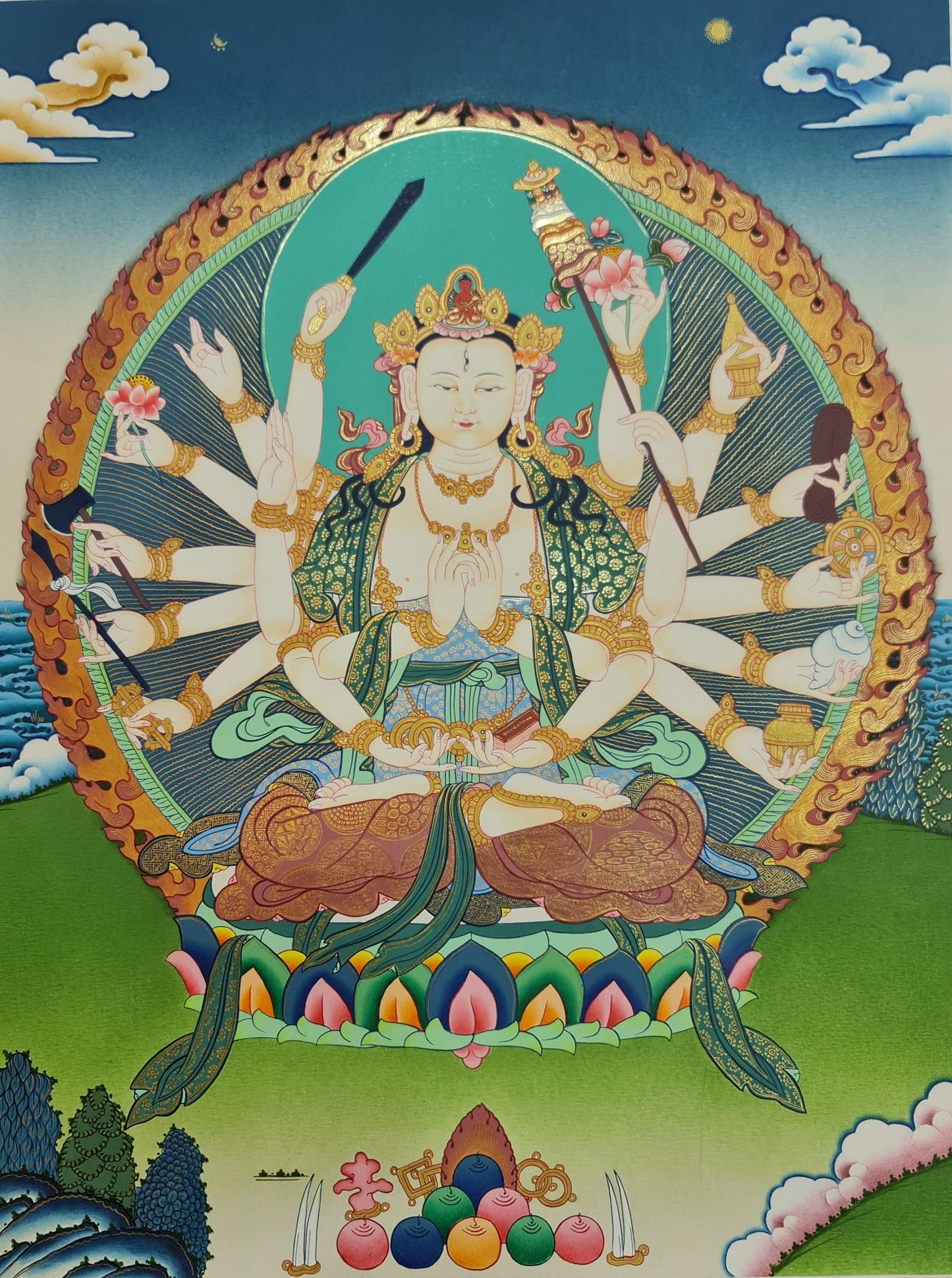 177. Cundi (Chundi) Bodhisattva Thangka (Thanka). Free Brocade / Free Shipping.