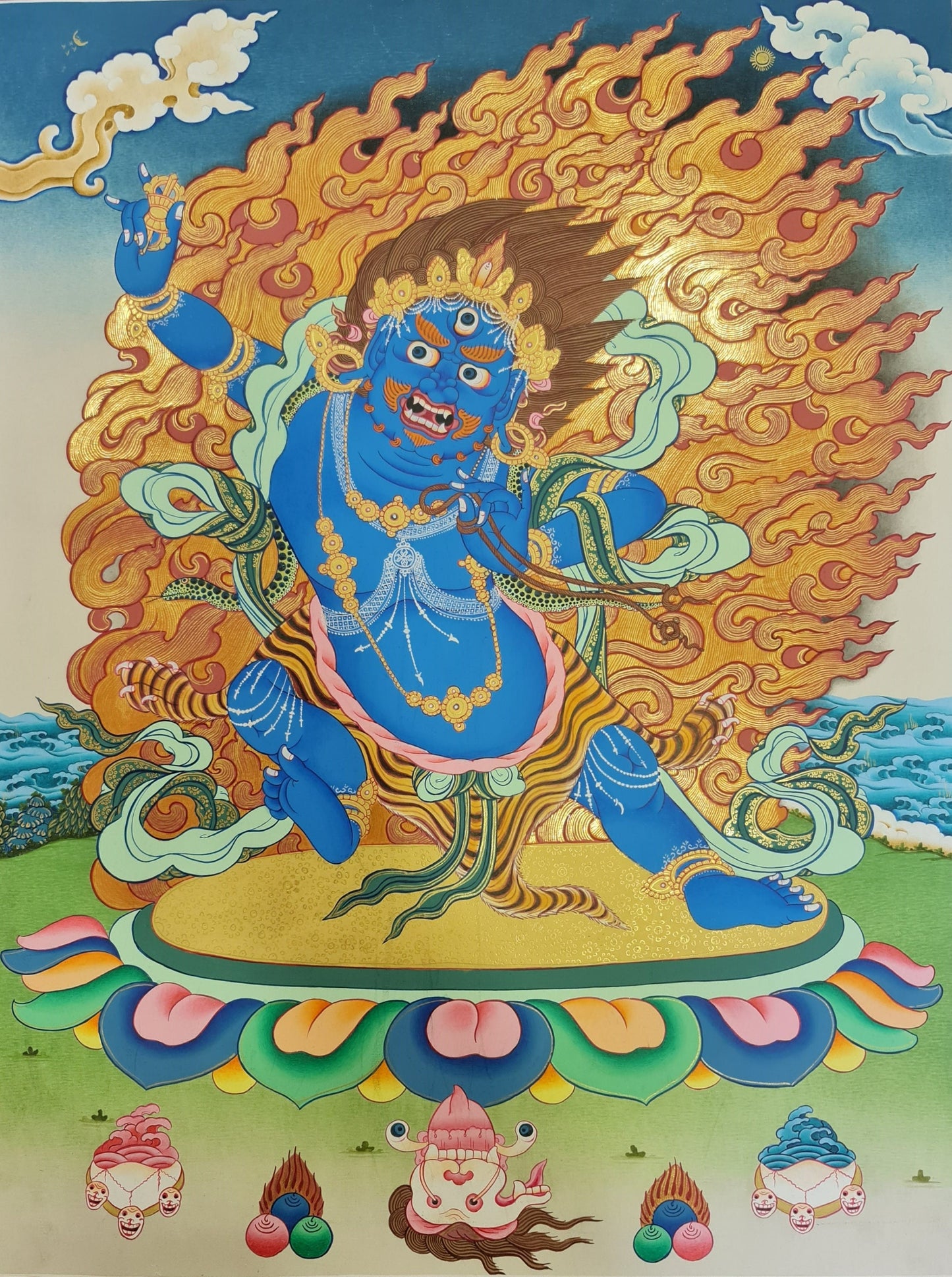 49. Vajrapani Thangka (Thanka).  Free Brocade / Free Shipping.