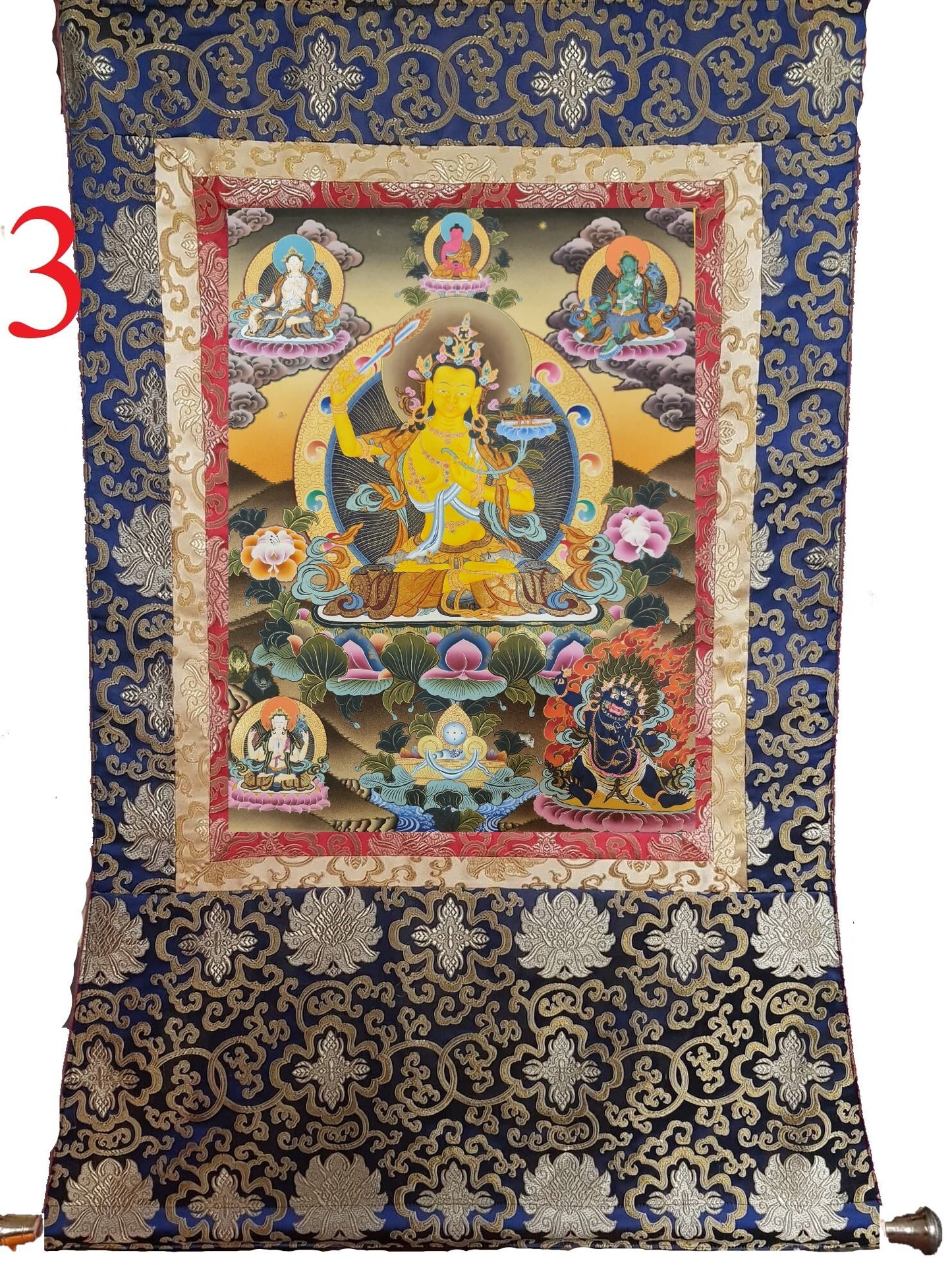 82. Manjushree (Manjushri) Thangka (Thanka). Free Brocade / Free Shipping.