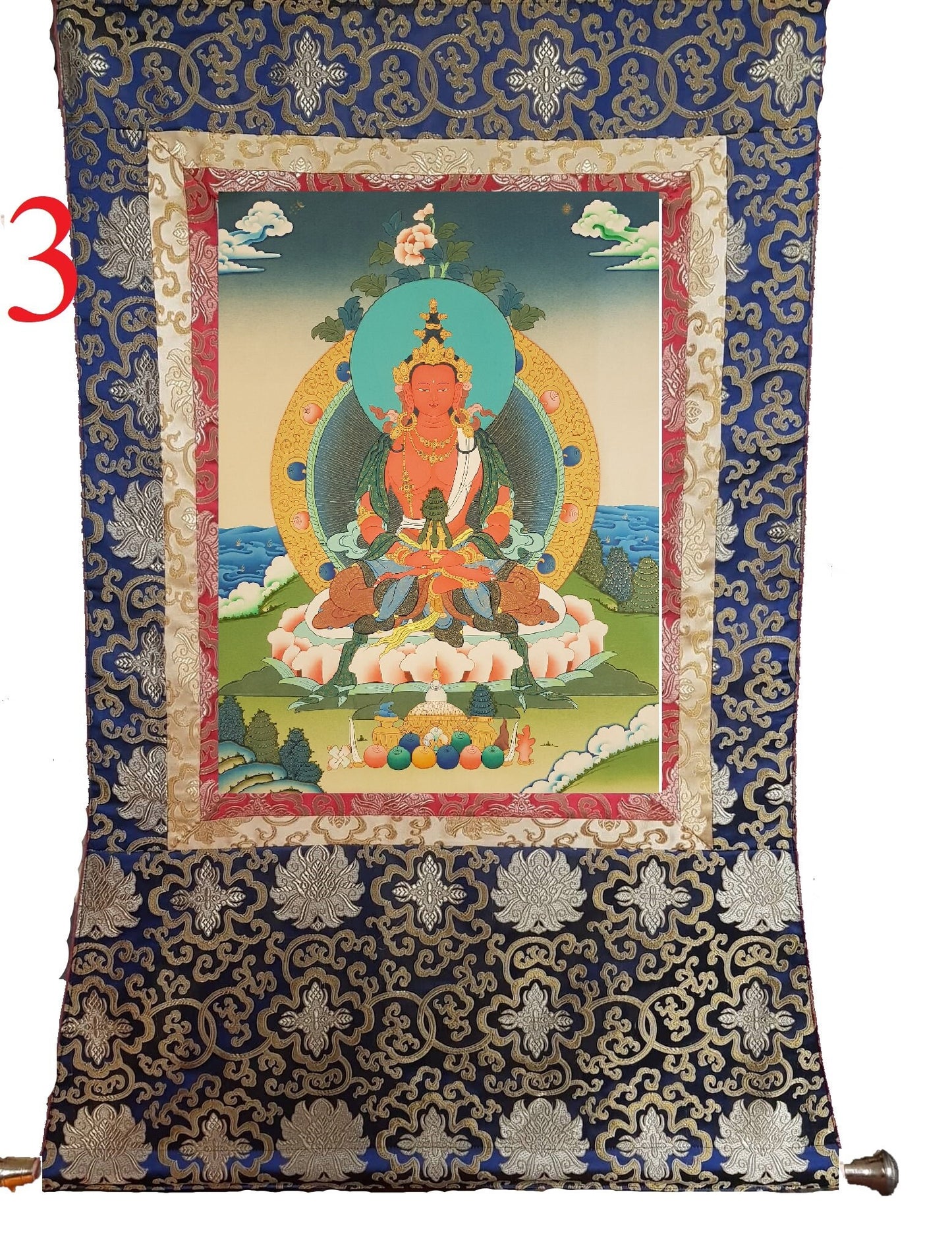 30. Amitayus Thangka (Thanka). Free Brocade / Free Shipping.