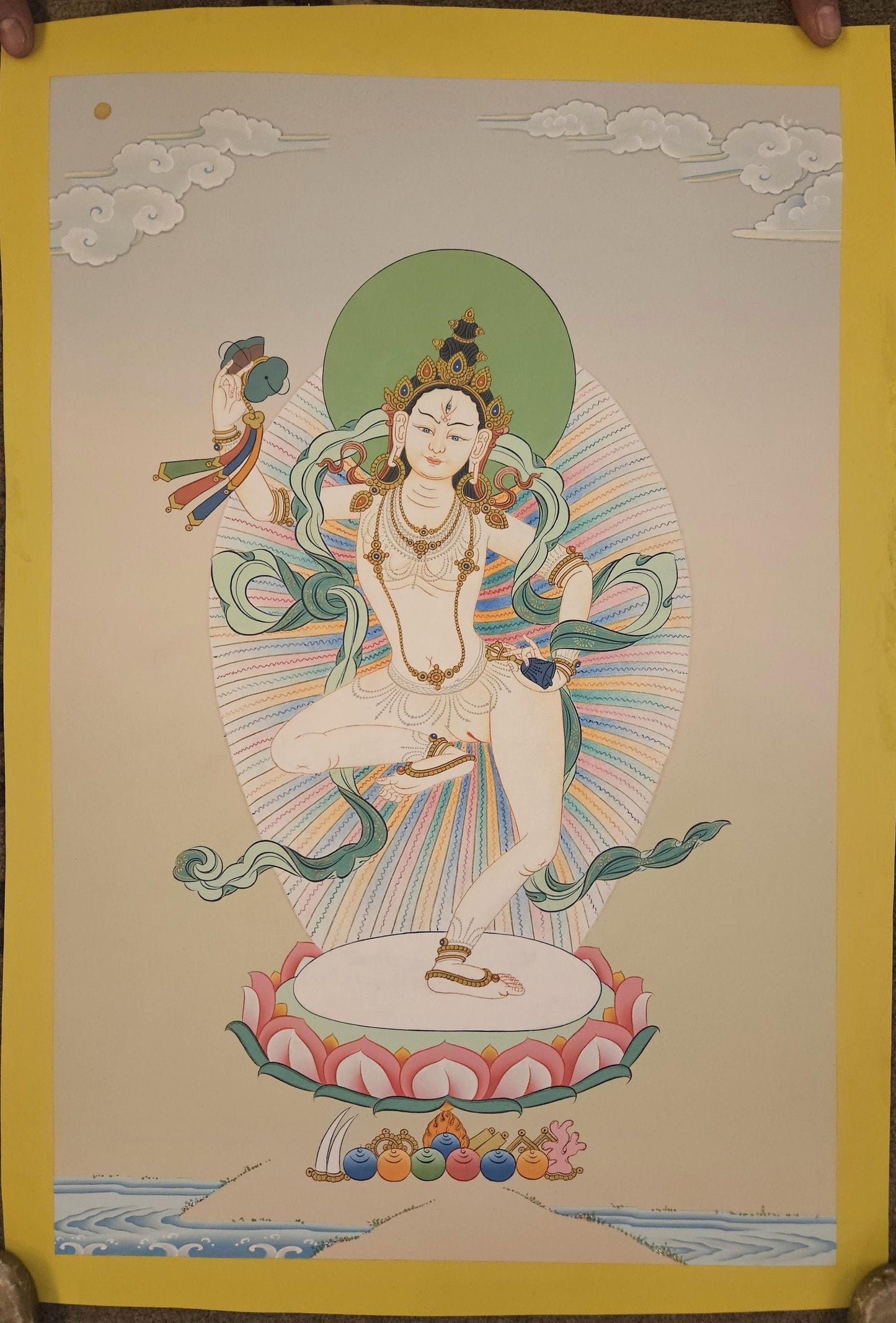 120. Machig Labdron for Chod Practice Thangka (Thanka). Free Brocade / Free Shipping.
