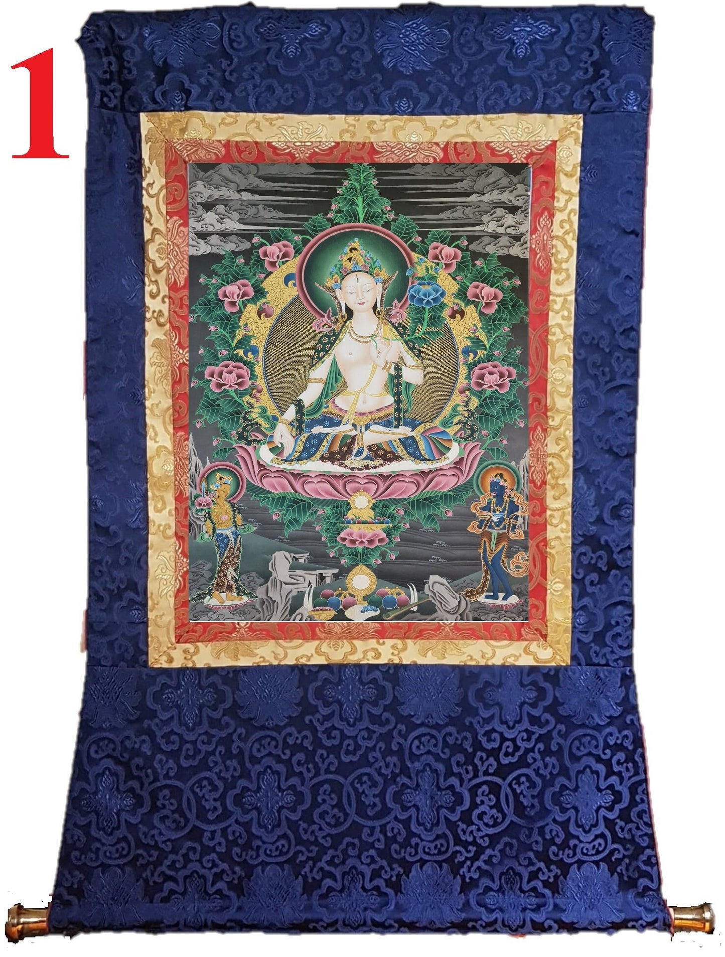 206. White Tara Thangka (Thanka). Free Brocade / Free Shipping.