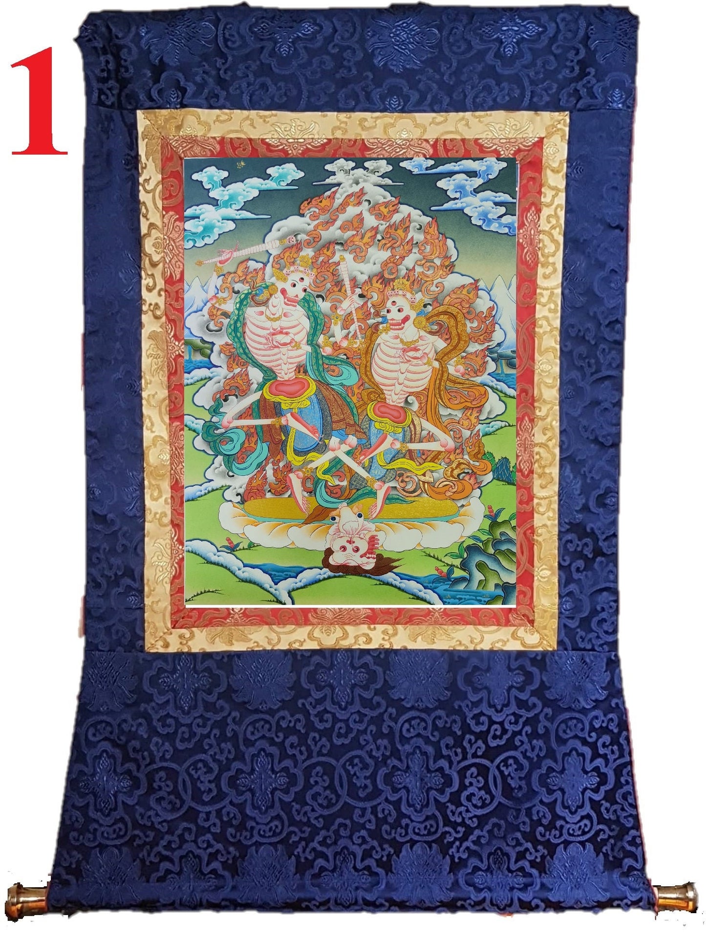 43. Shmashana Adhipati (Chitipati) Thangka (Thanka). Free Brocade / Free Shipping.