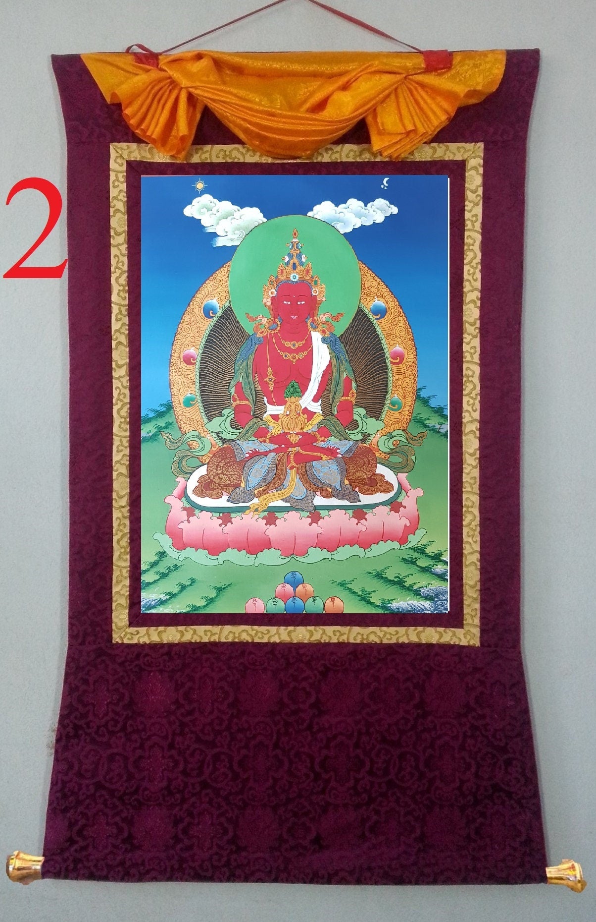 29. Amitayus Thangka (Thanka). Free Brocade / Free Shipping.
