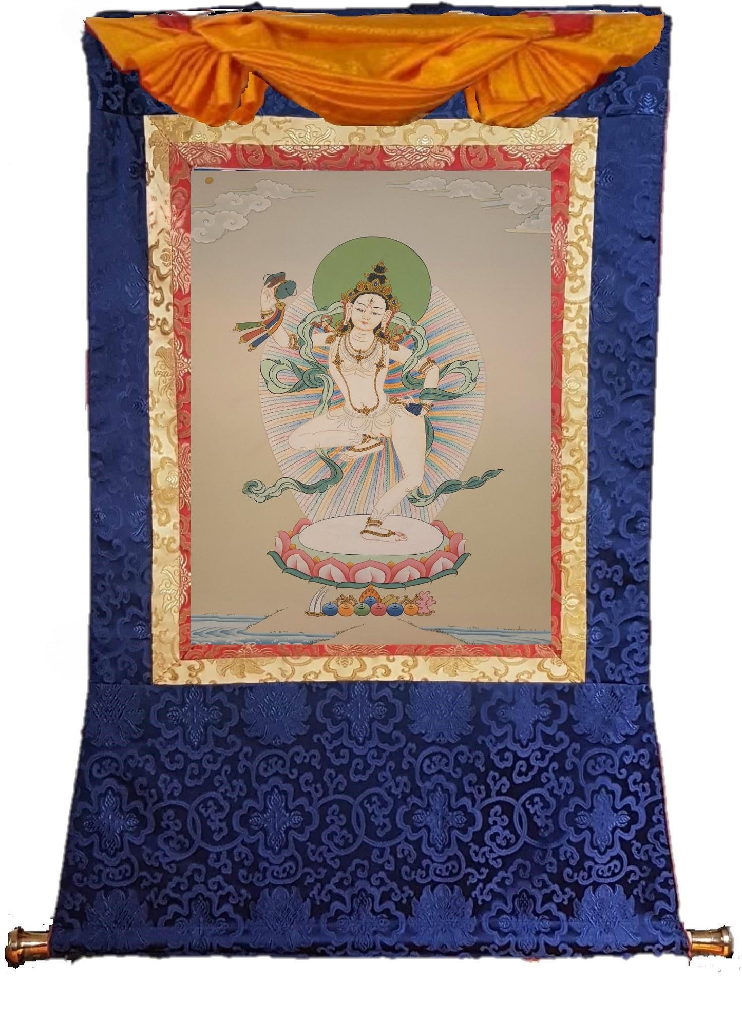 120. Machig Labdron for Chod Practice Thangka (Thanka). Free Brocade / Free Shipping.