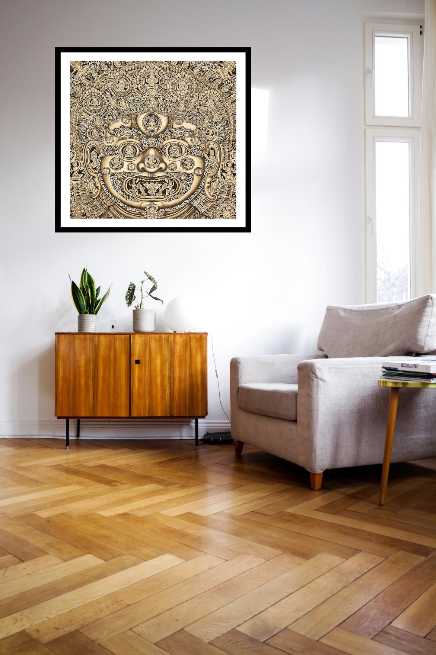 403. Mask of Bhairava Mahakala Paucha Newari Art Thanka (Thangka). Free Shipping.