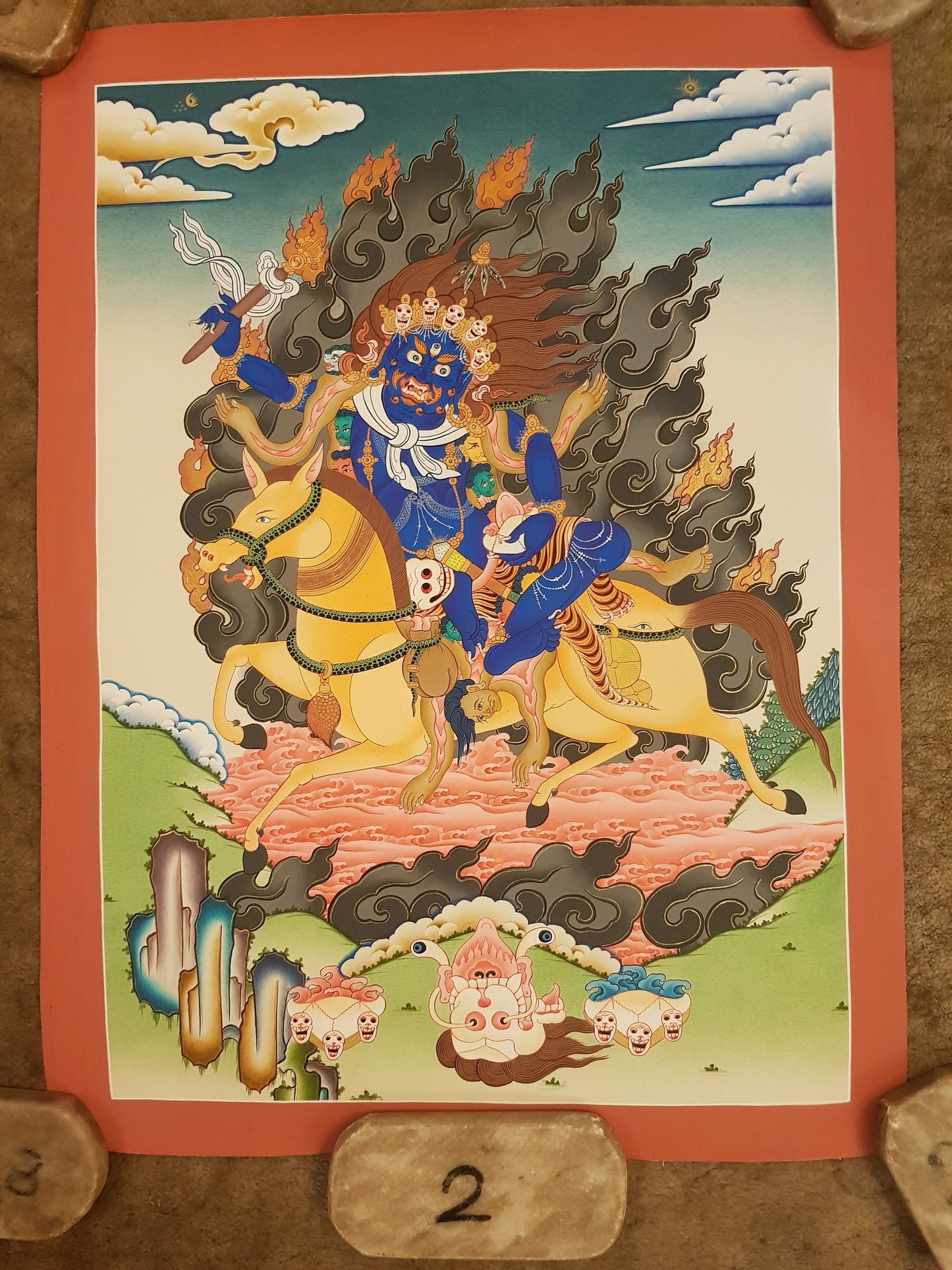 100. PALDEN LHAMO Thangka (Thanka).  Free Brocade / Free Shipping.