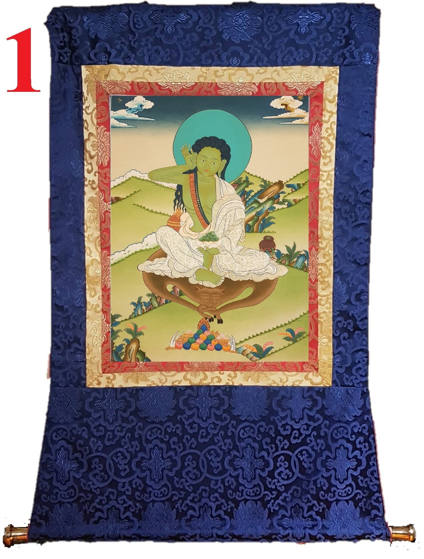 95. Milarepa Thangka (Thanka). Free Brocade / Free Shipping.