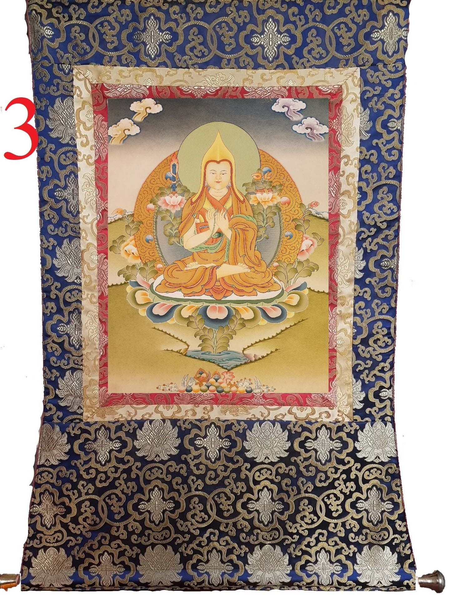 126. Lama Tsongkhapa Thangka (Thanka).  Free Brocade / Free Shipping.
