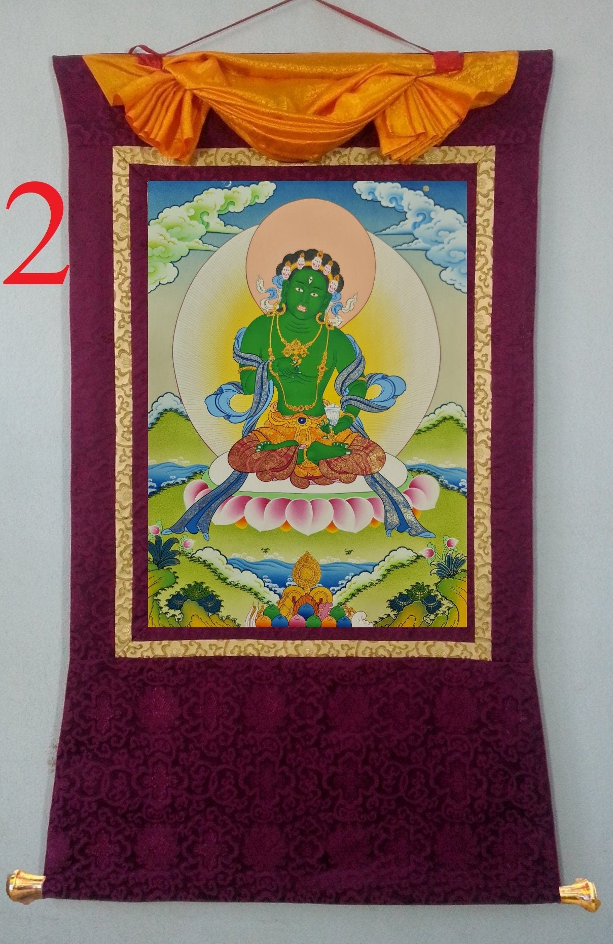 295. Vajra Vidharana Dorje Namjom Thangka (Thanka).  Free Brocade / Free Shipping.