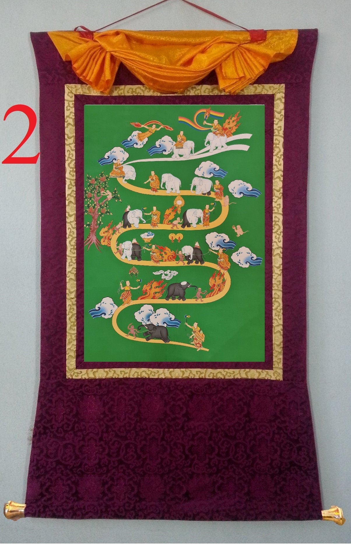 205. Samatha (Way to Heaven) Thangka (Thanka). Free Brocade / Free Shipping.