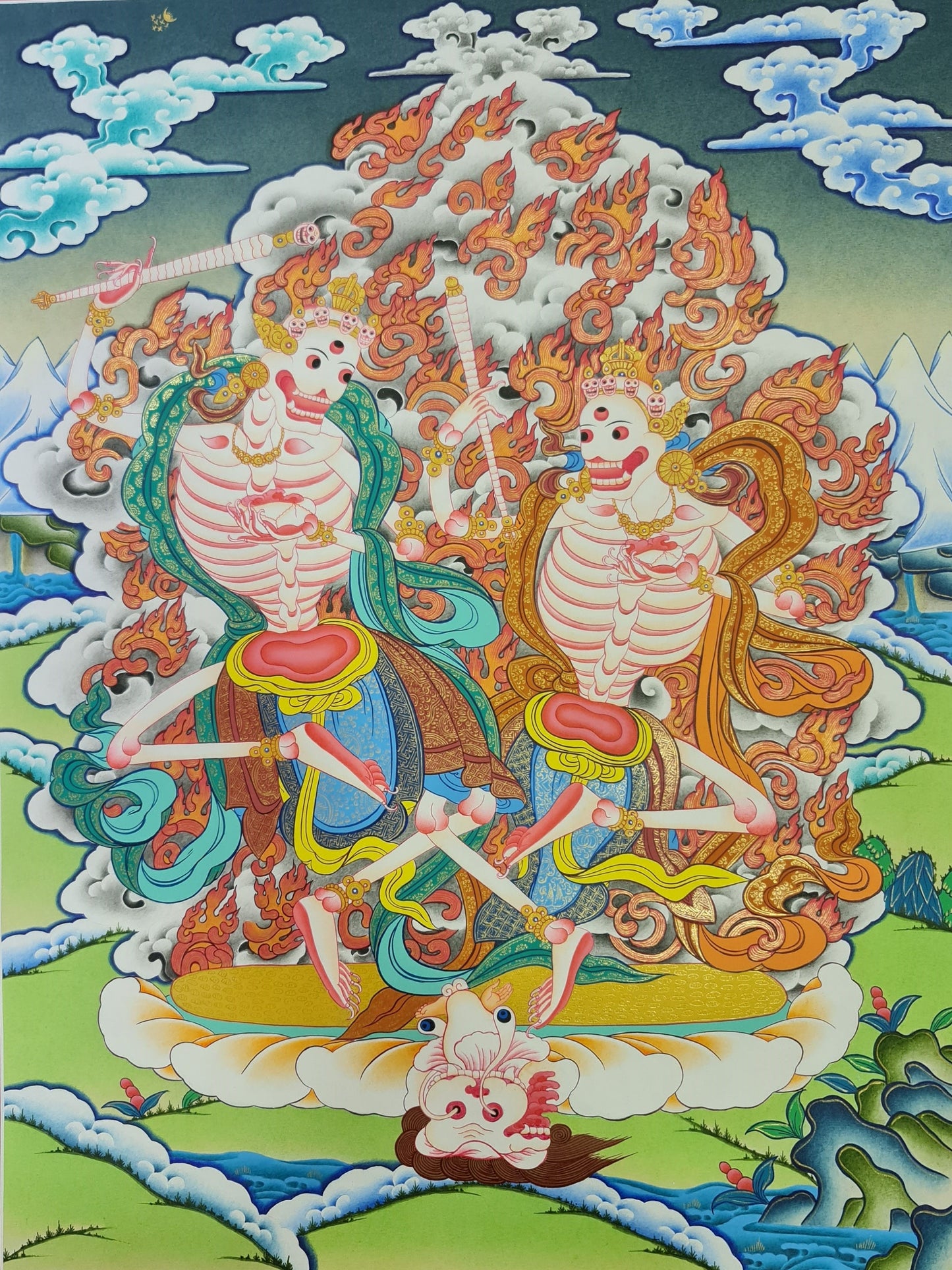 43. Shmashana Adhipati (Chitipati) Thangka (Thanka). Free Brocade / Free Shipping.
