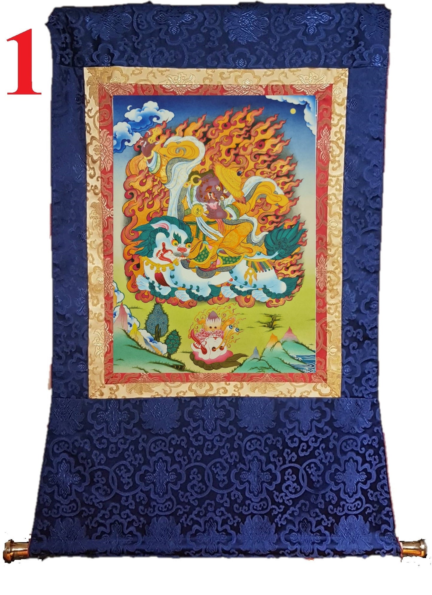 297. Damchan Dorje Legpa Thangka (Thanka). Free Brocade / Free Shipping.