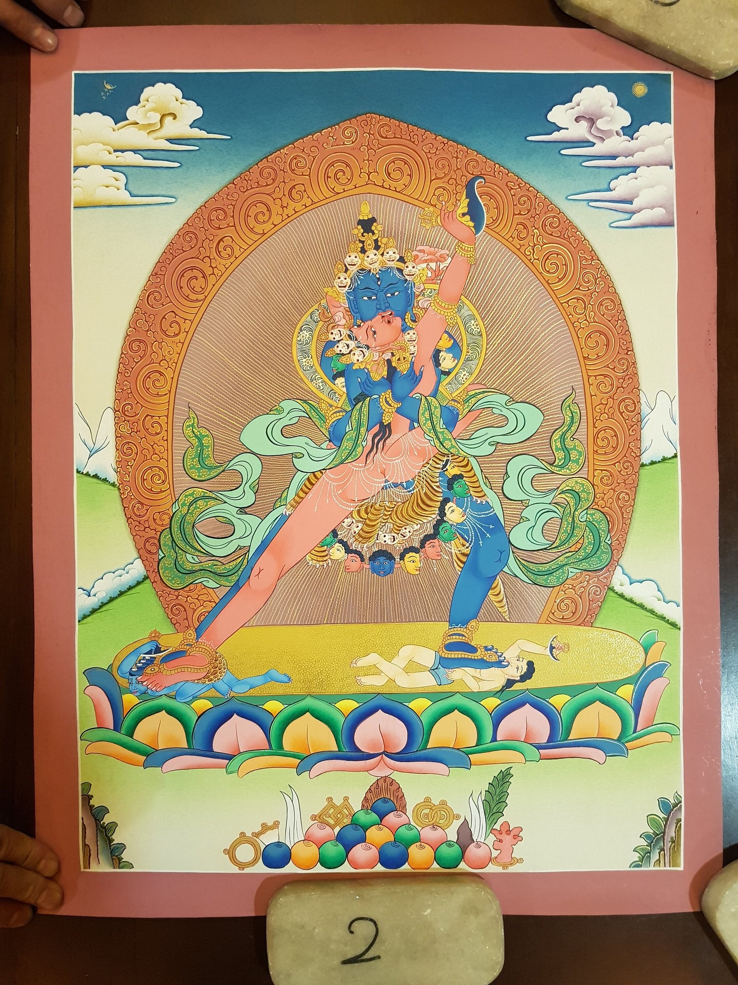 24. Two-Armed Heruka Chakrasamvara with Consort Thangka (Thanka). Free Brocade / Free Shipping.