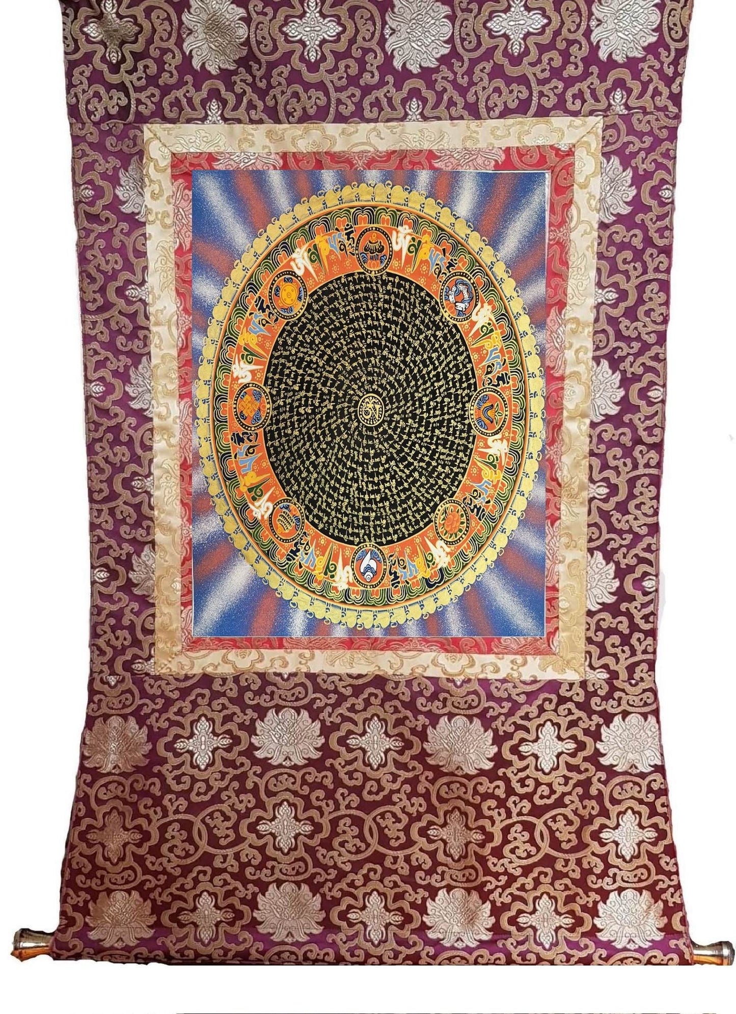 349. Mantra Mandala Thangka (Thanka). Free Brocade / Free Shipping.
