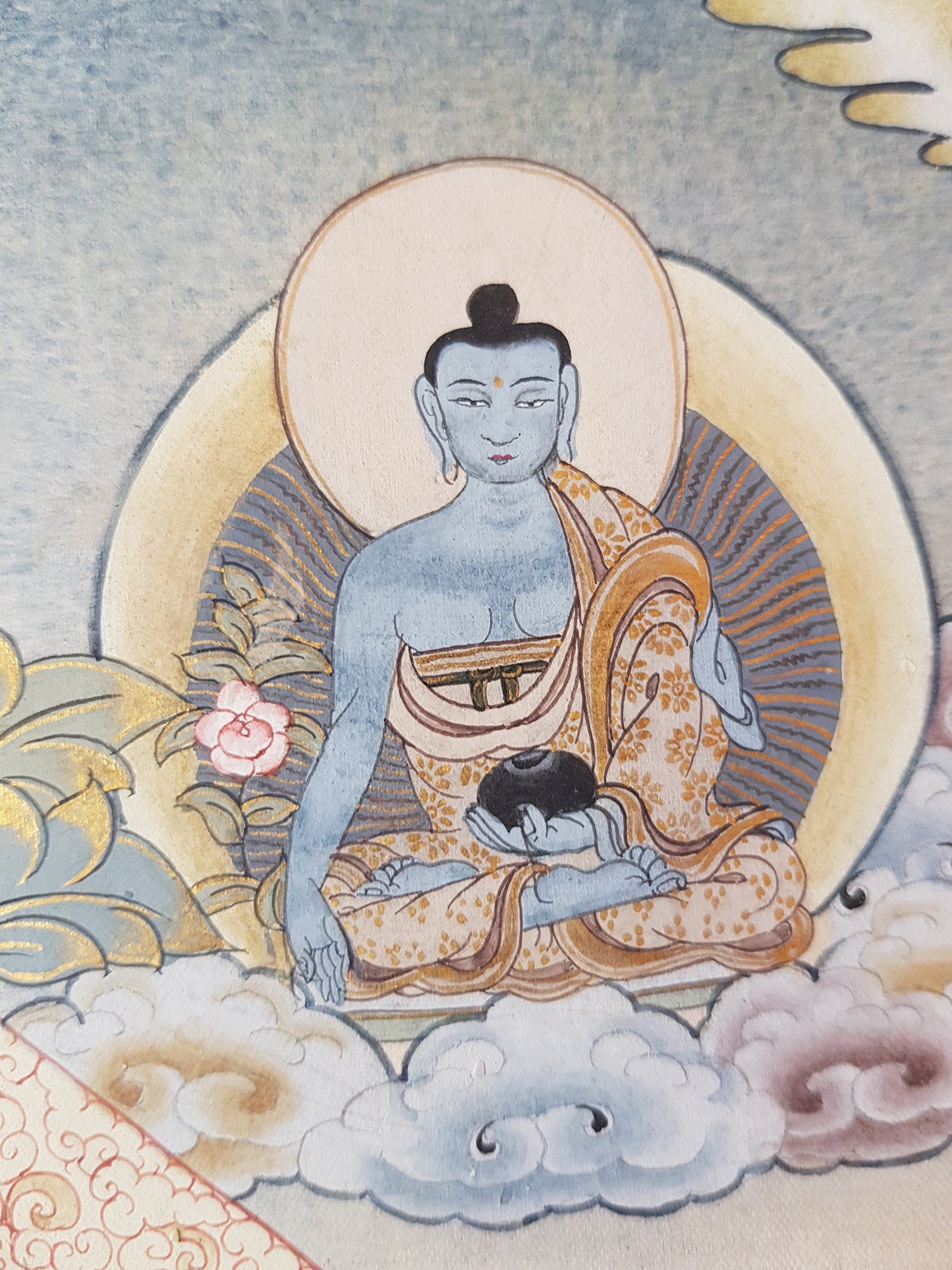 135. Vajrasattva Consort Tibetan Thangka (Thanka) Painting. Free Brocade / Free Shipping.