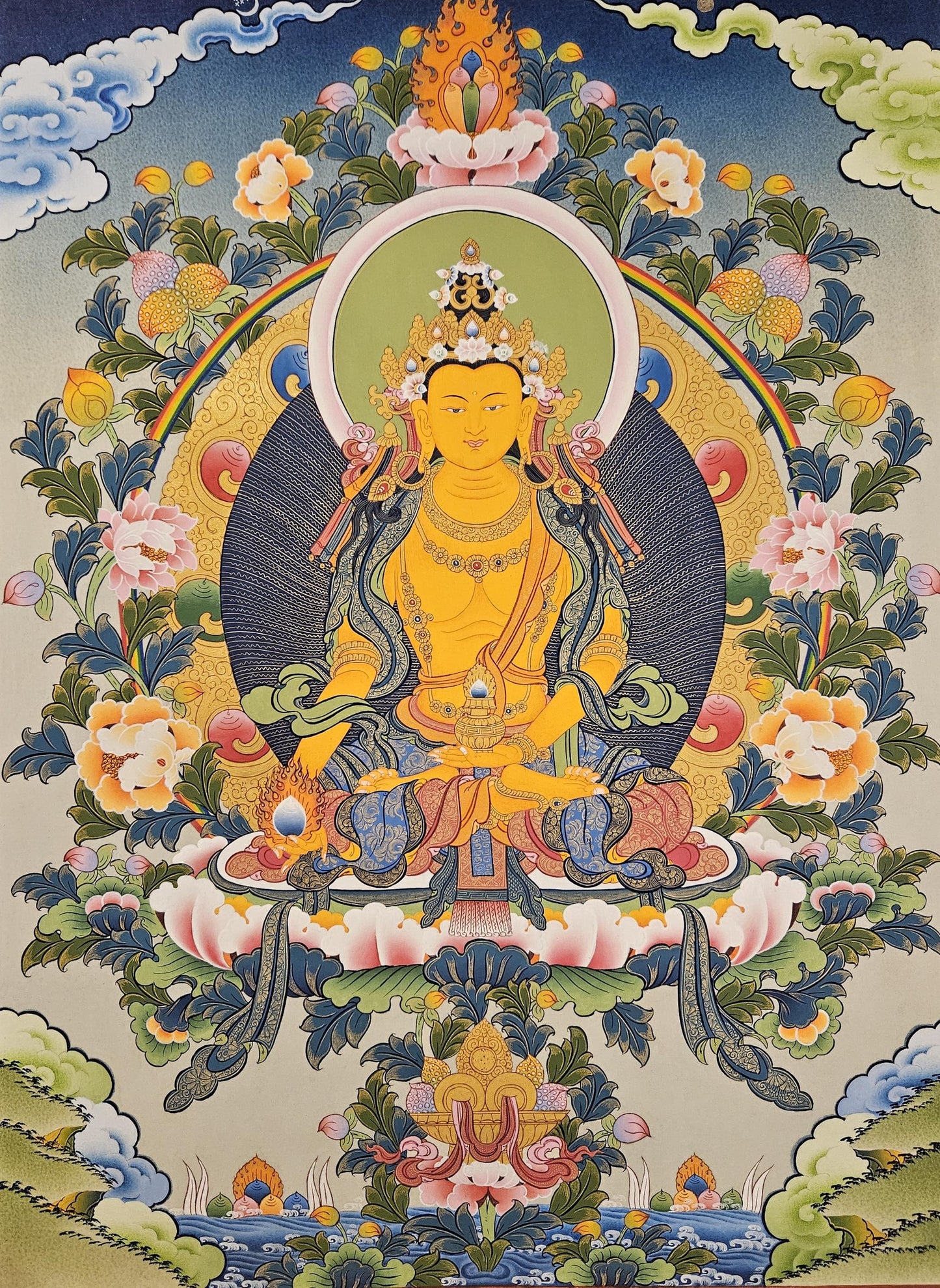 163. Ksitigarbha Sa-E Nyingpo (Sai Nyingpo) Thanka (Thangka). Free Brocade / Free Shipping.