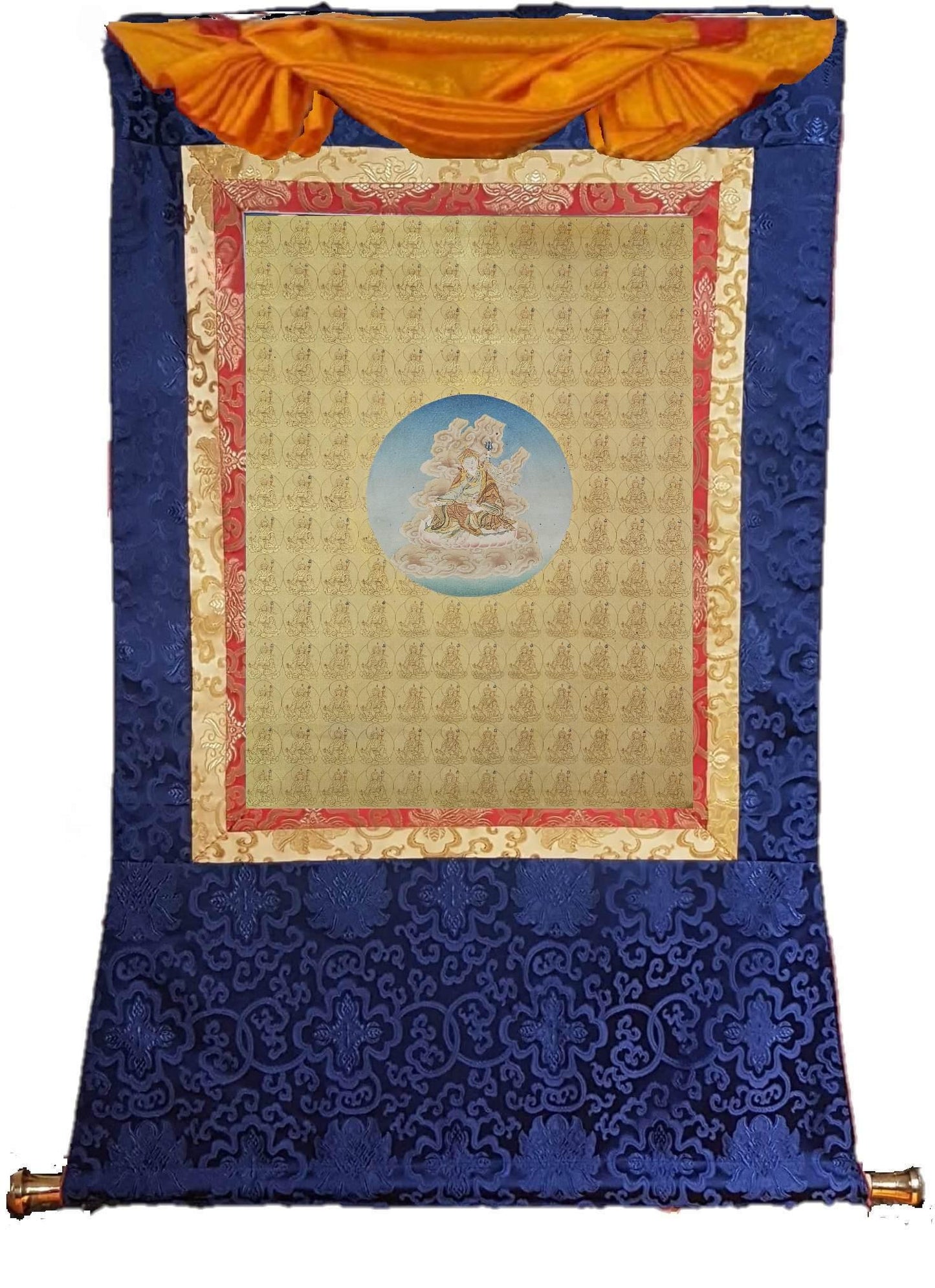 383.  108 Old Guru Rinpoche Padmasambhava Thanka (Thangka). Free Brocade / Free Shipping.