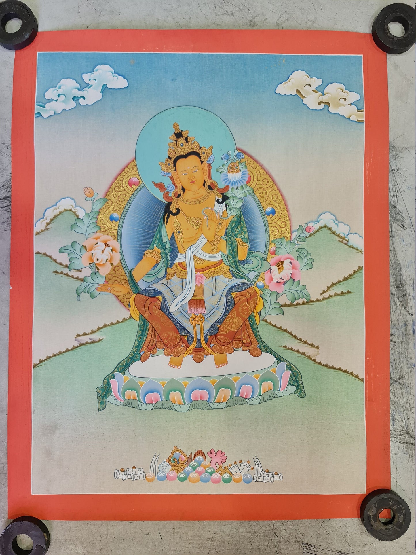 168. Maitreya (Metteyya) Buddha Thangka (Thanka). Free Brocade / Free Shipping.