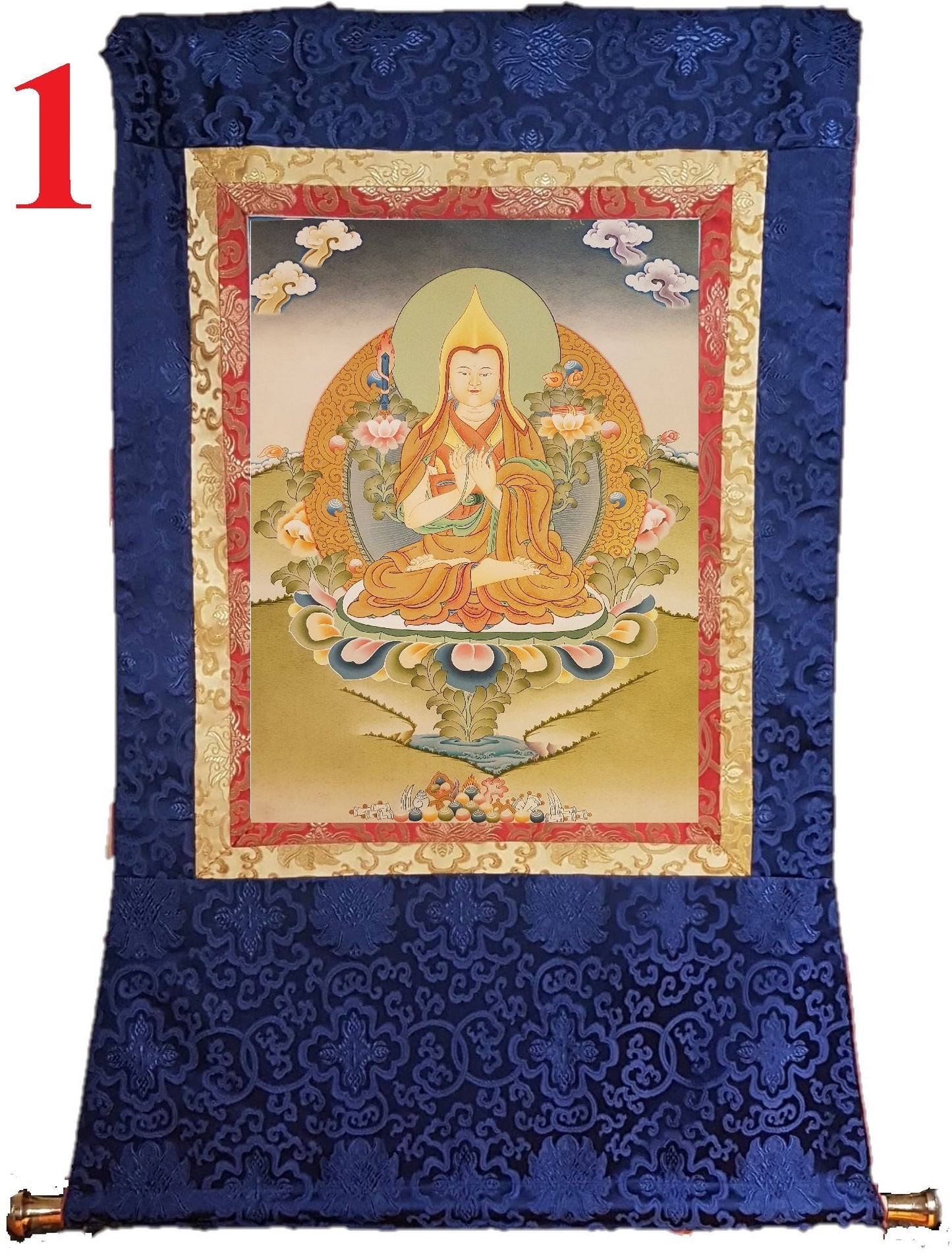 126. Lama Tsongkhapa Thangka (Thanka).  Free Brocade / Free Shipping.