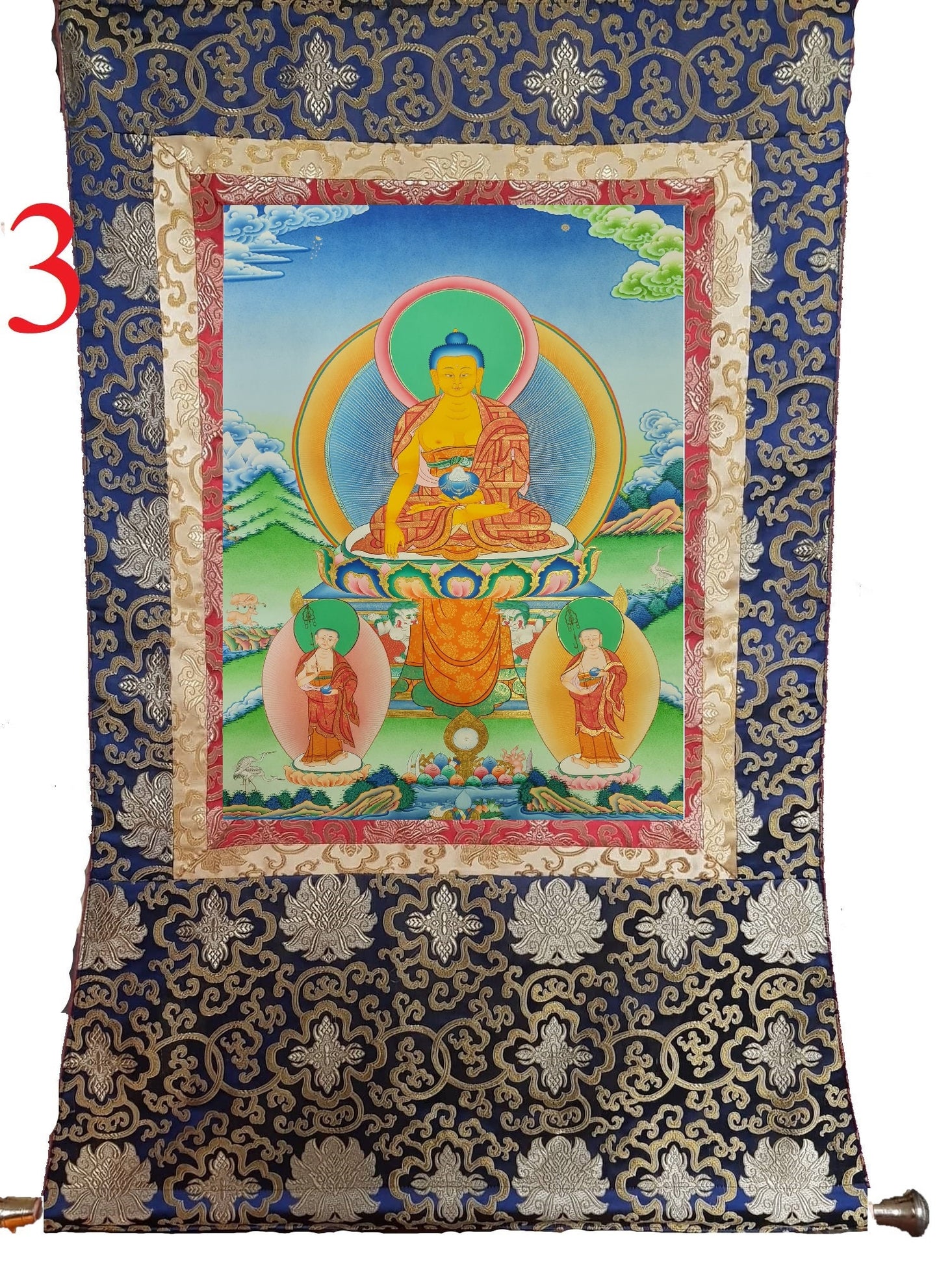 142. Shakyamuni Buddha Thangka (Thanka). Free Brocade / Free Shipping.