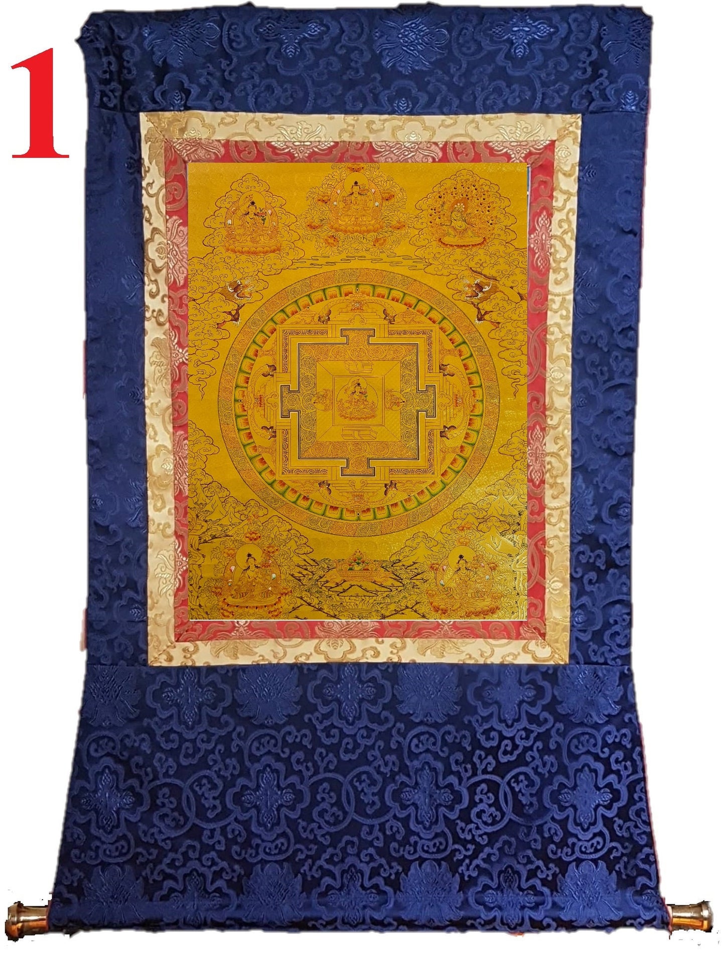 215. Manjushree (Manjushri) Mandala Thangka (Thanka). Free Brocade / Free Shipping.