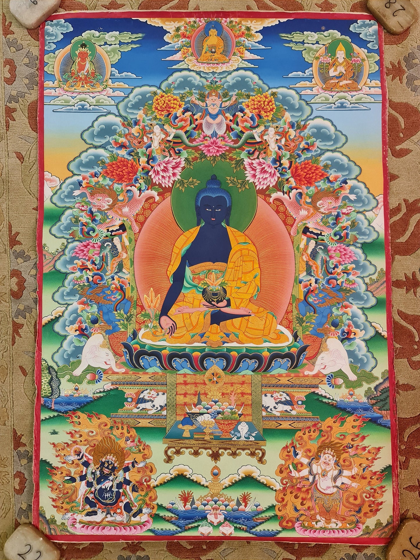 189. Medicine Buddha Thanka (Thangka). Free Brocade / Free Shipping.