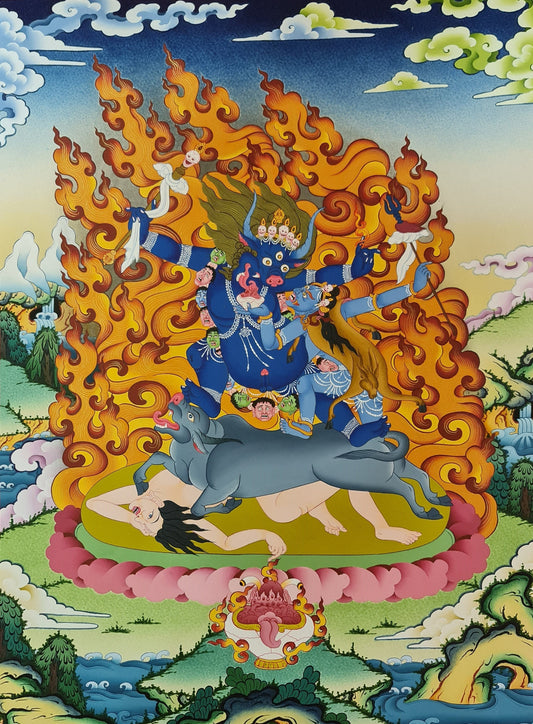 248. Kalarupa Yamaraja Thangka (Thanka). Free Brocade / Free Shipping.