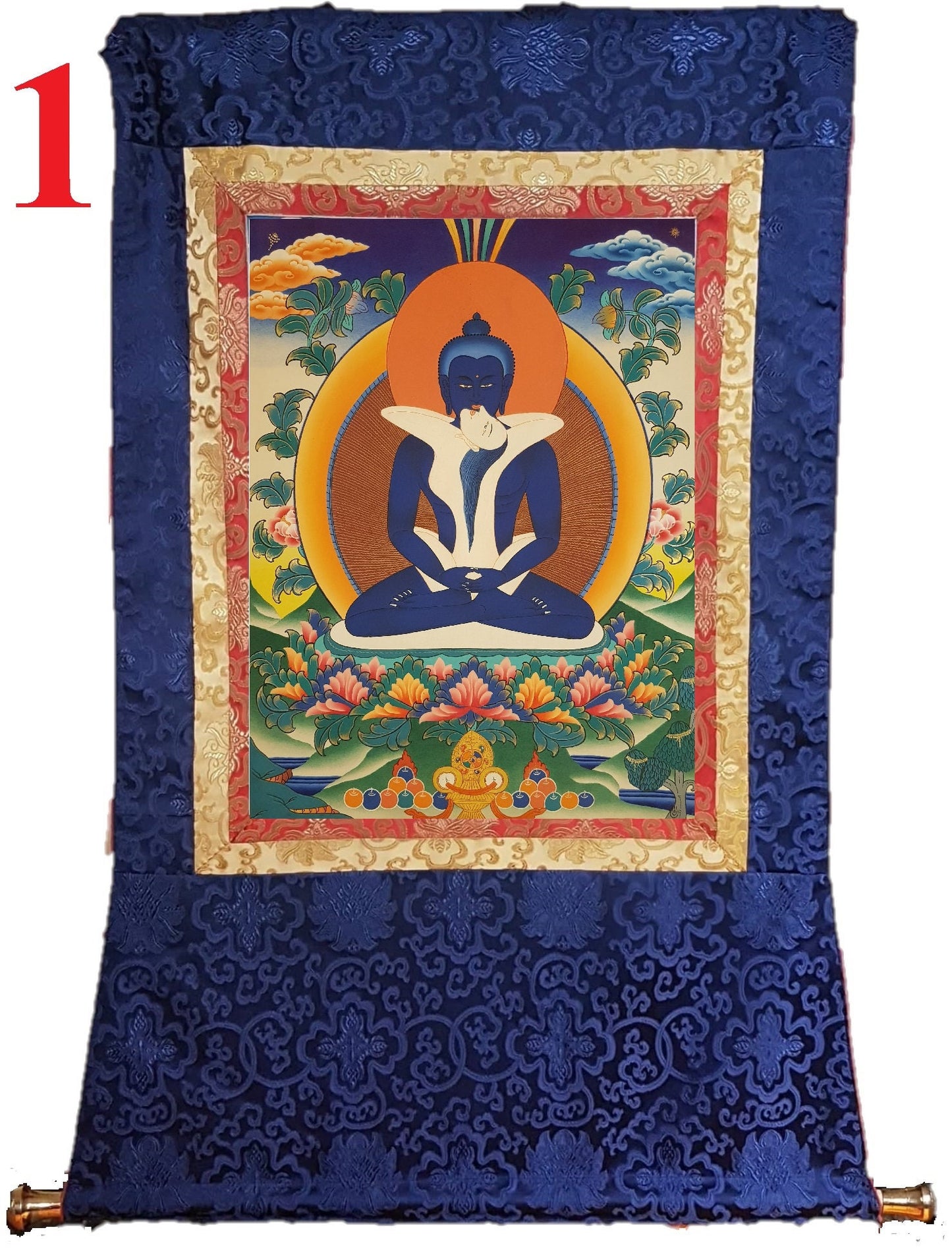 107. Samantabhadra Thangka (Thanka).  Free Brocade / Free Shipping.