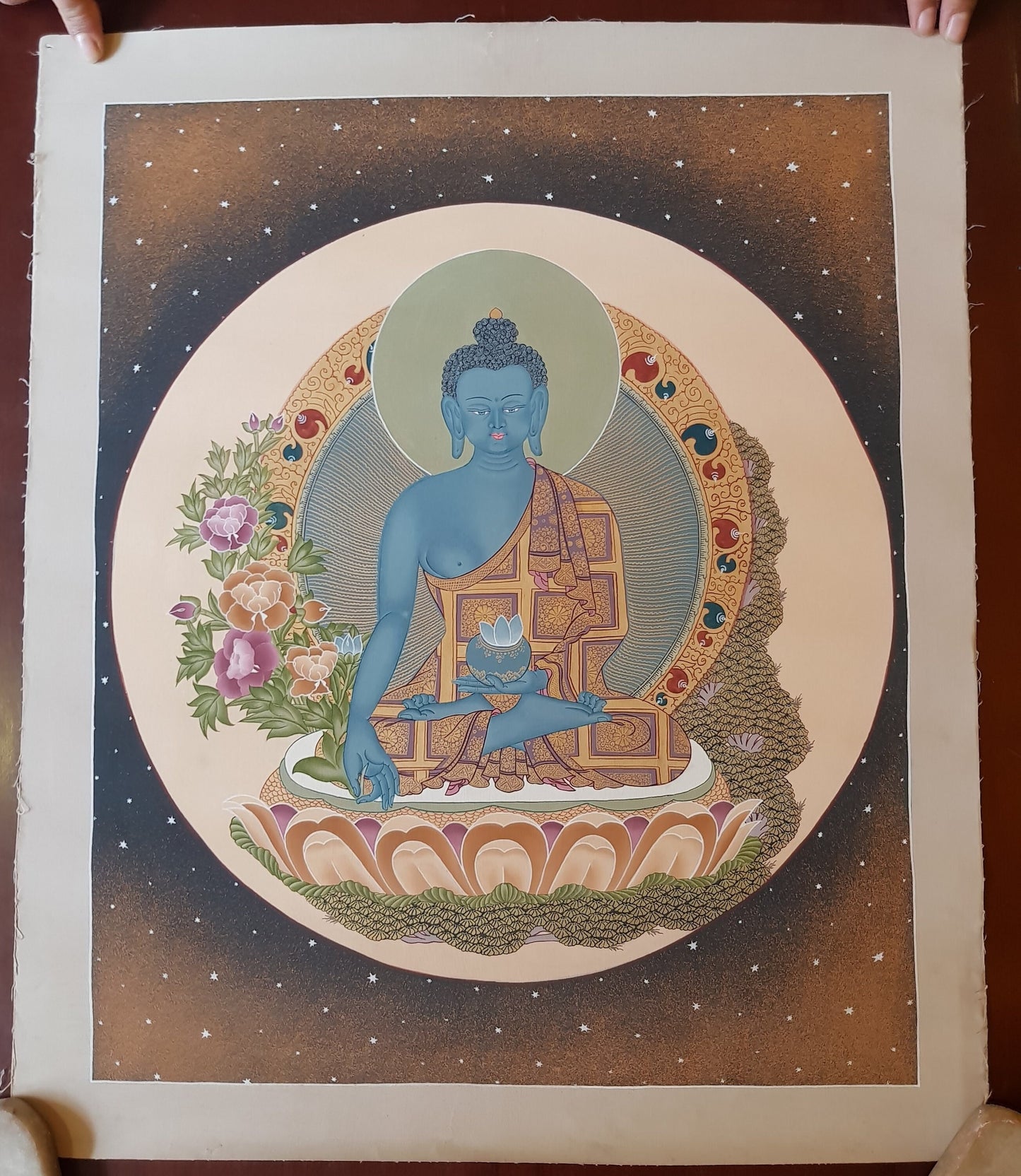 84. Medicine Buddha Thanka (Thangka). Free Brocade / Free Shipping.