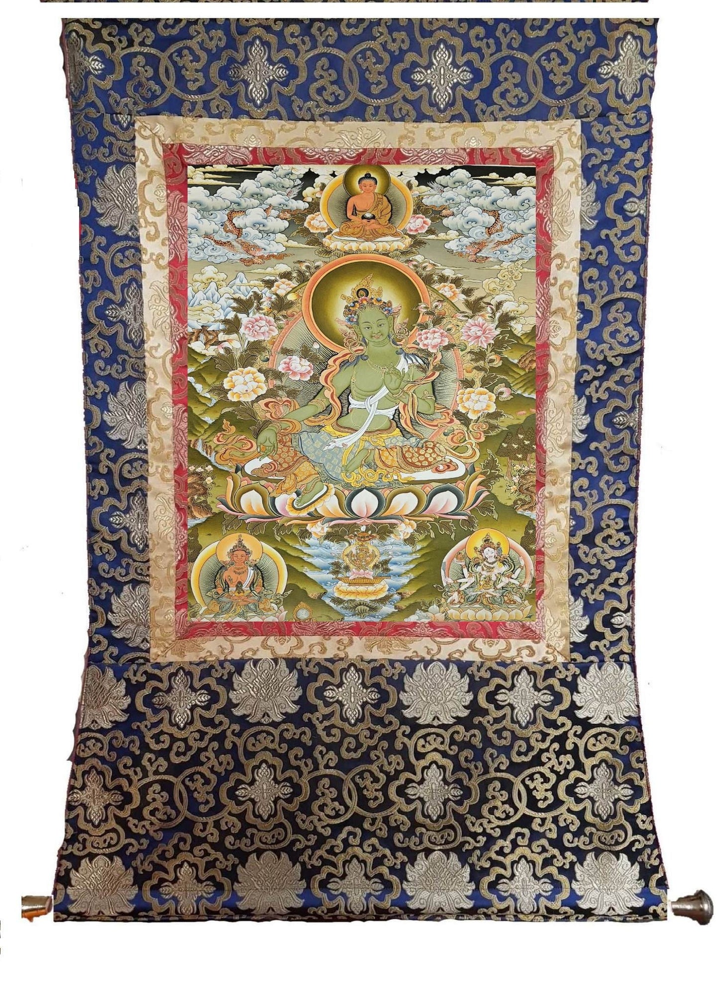313. Green Tara Thangka (Thanka). Free Brocade / Free Shipping.