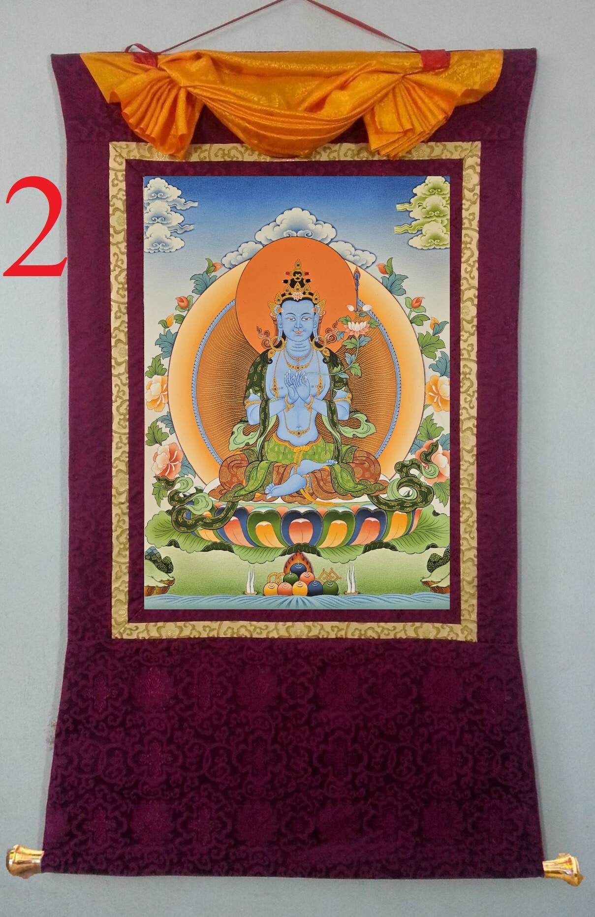 243. Akasagarbha Namkhai Nyingpo Thangka (Thanka). Free Brocade / Free Shipping.