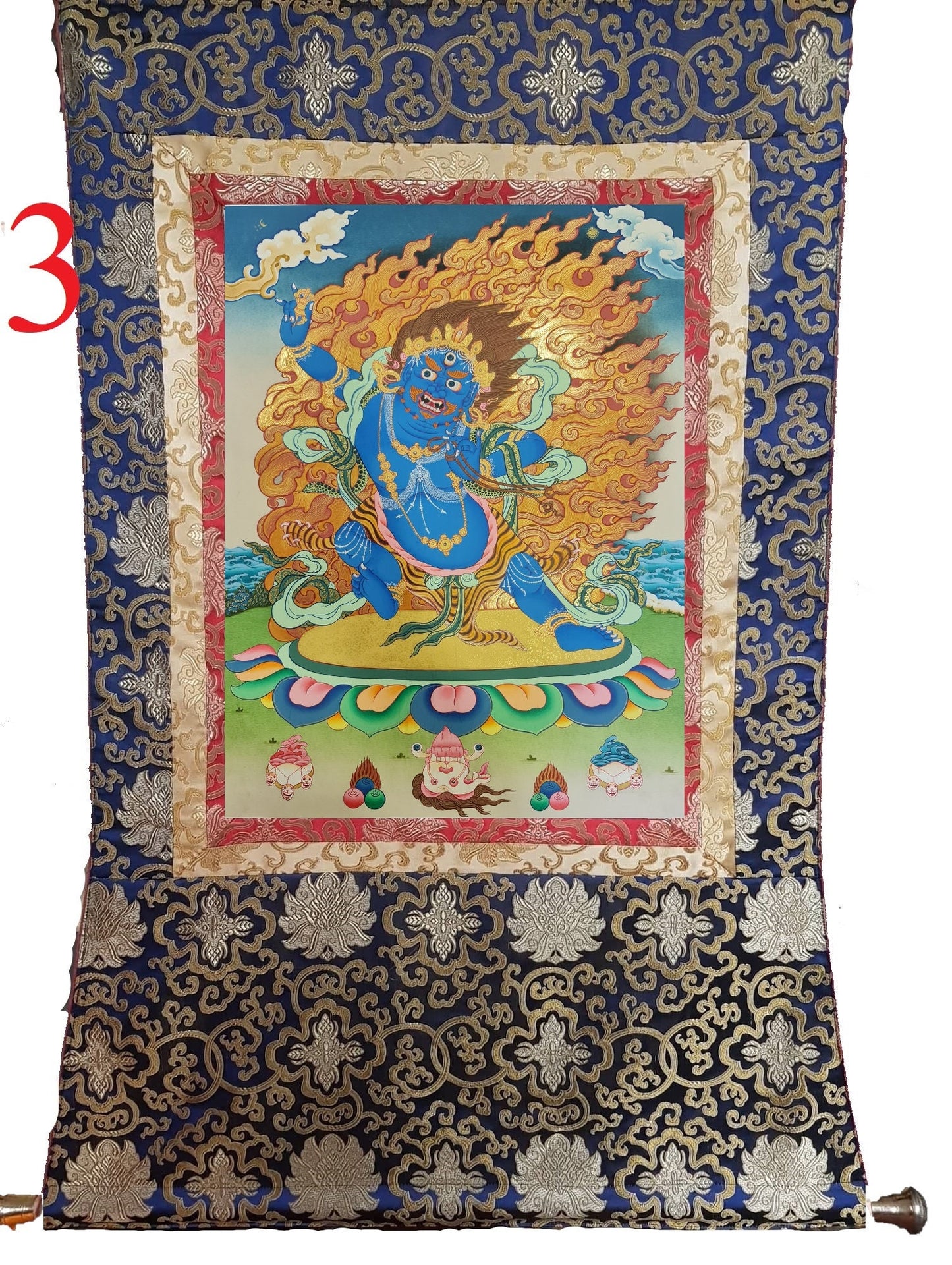 49. Vajrapani Thangka (Thanka).  Free Brocade / Free Shipping.